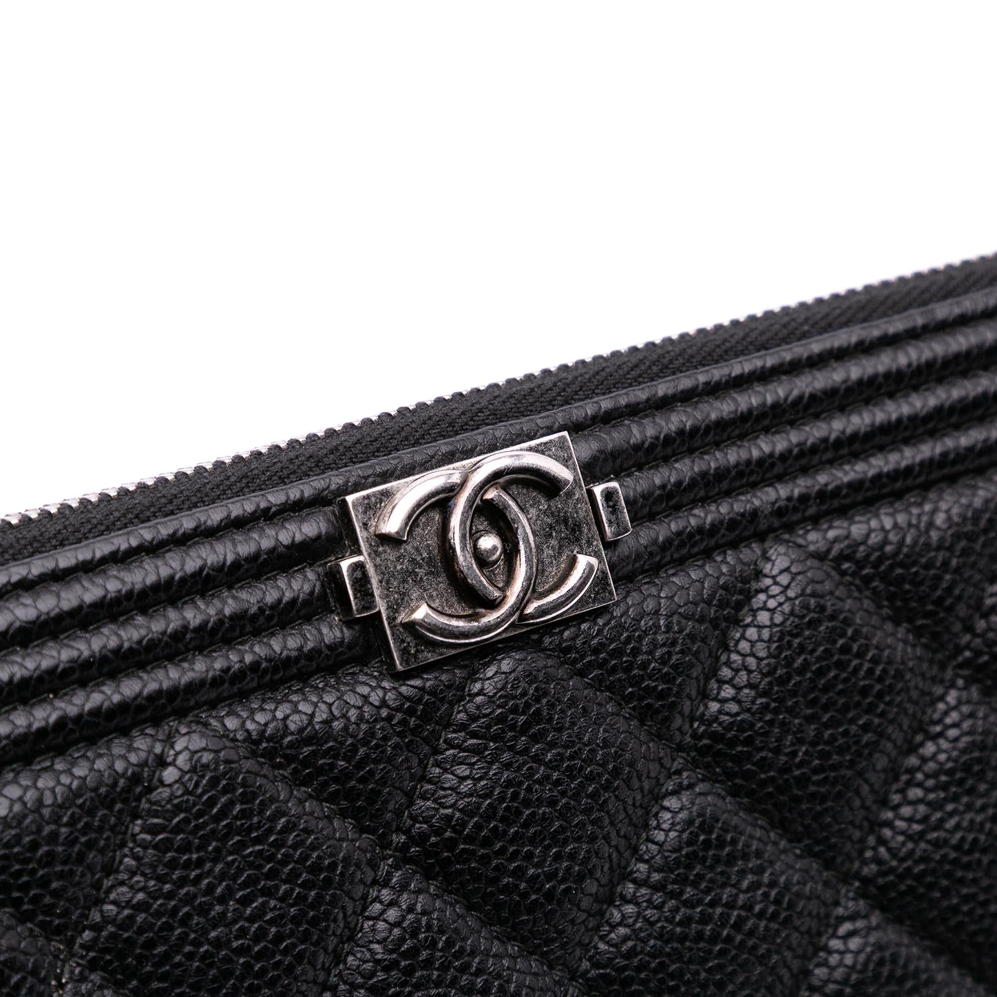 Chanel Large Quilted Caviar Boy O Case Clutch