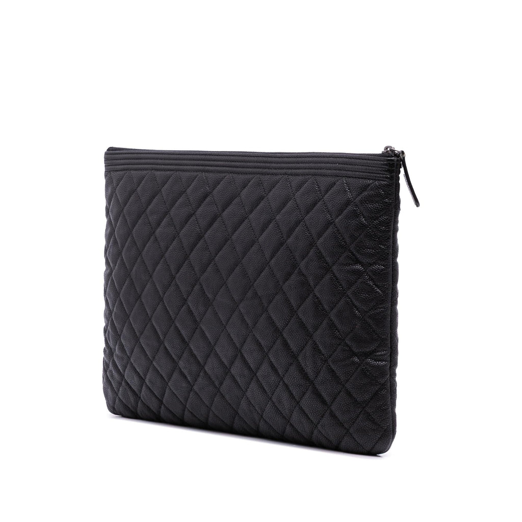 Chanel Large Quilted Caviar Boy O Case Clutch