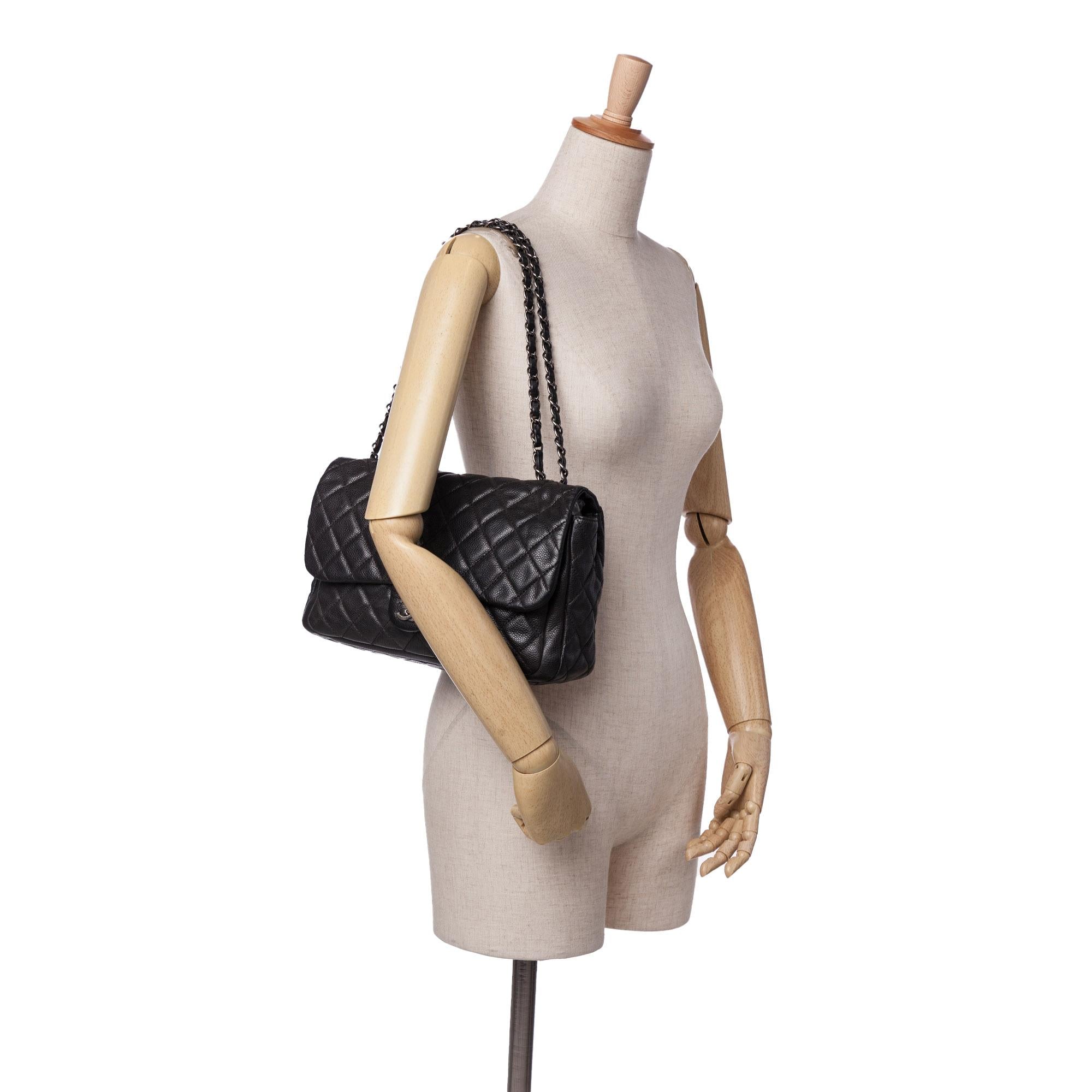 Chanel Large Quilted Caviar Now and Forever Flap