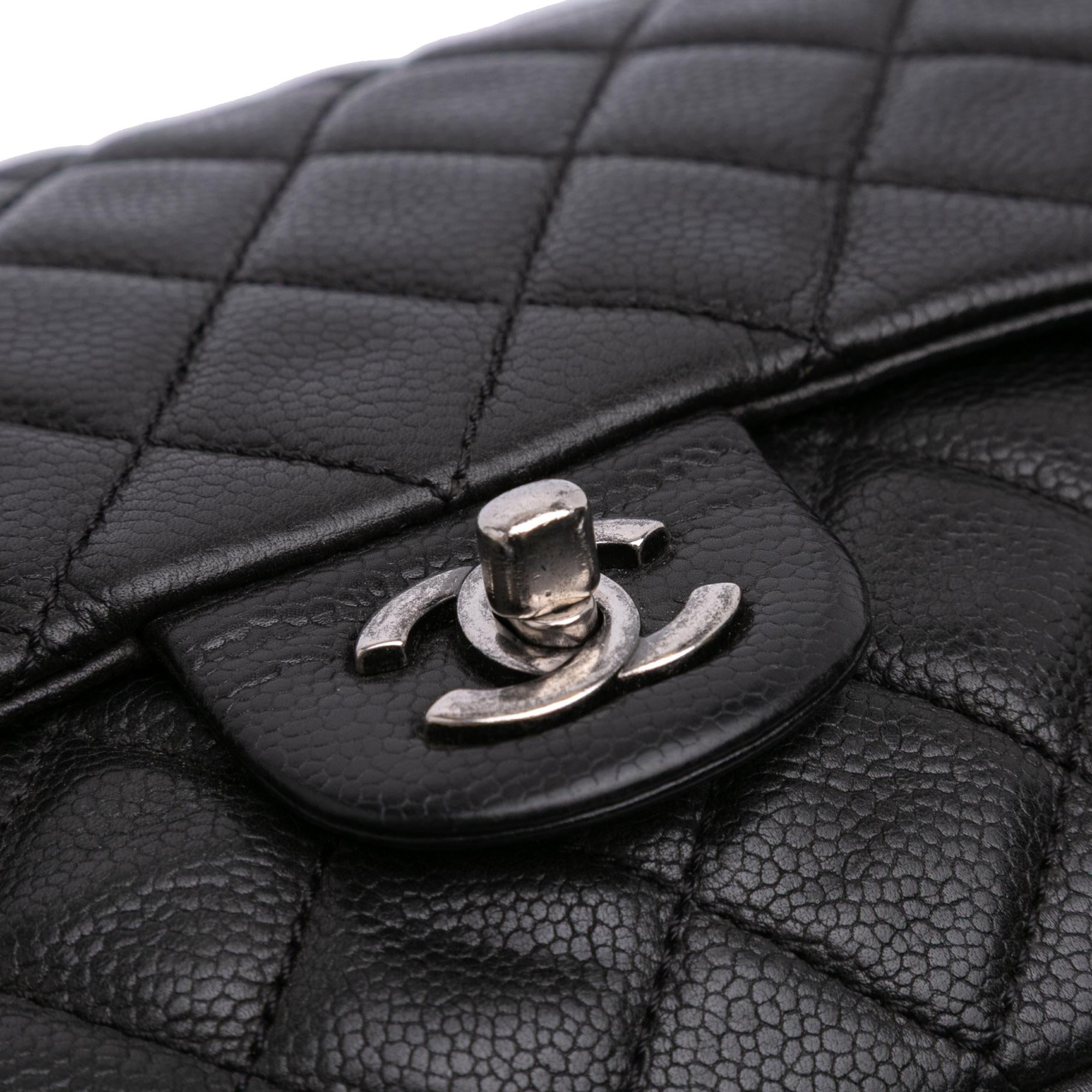 Chanel Large Quilted Caviar Now and Forever Flap