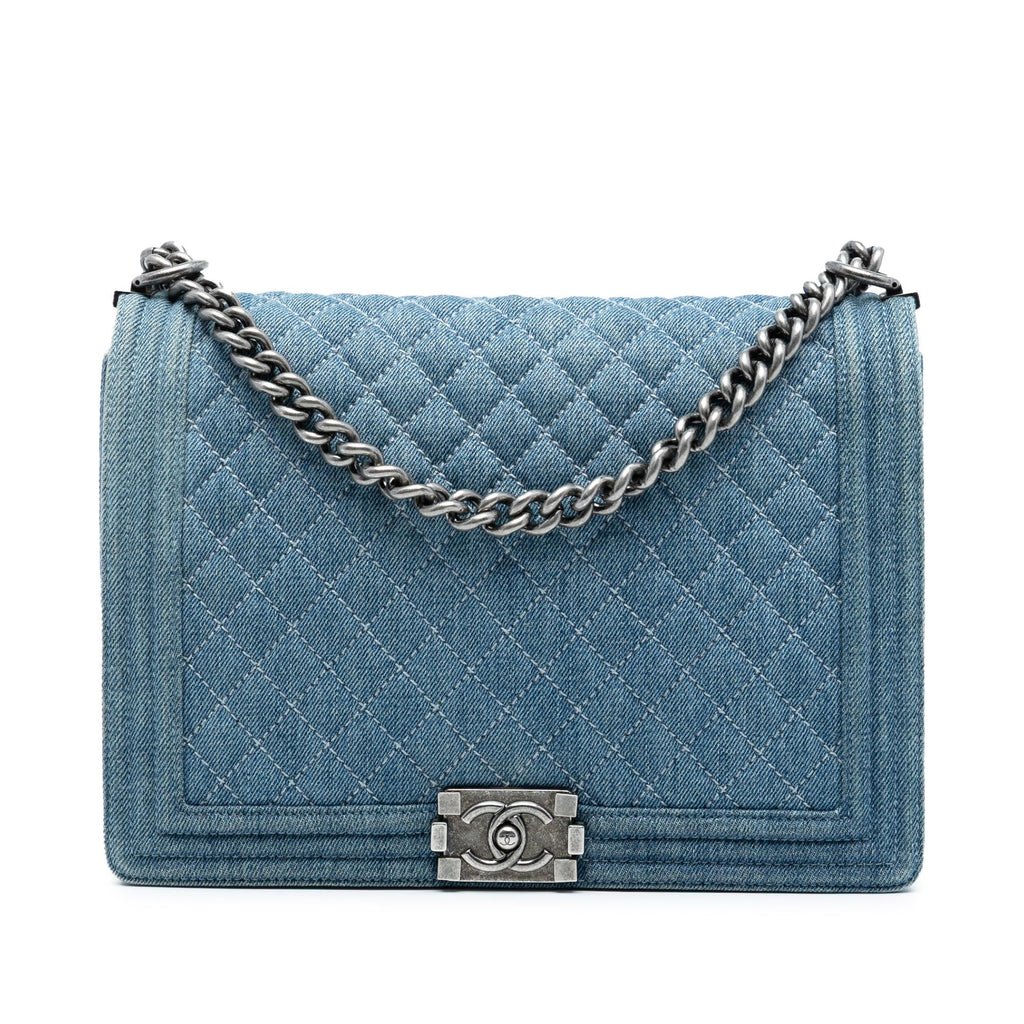Chanel Large Quilted Denim Boy Flap