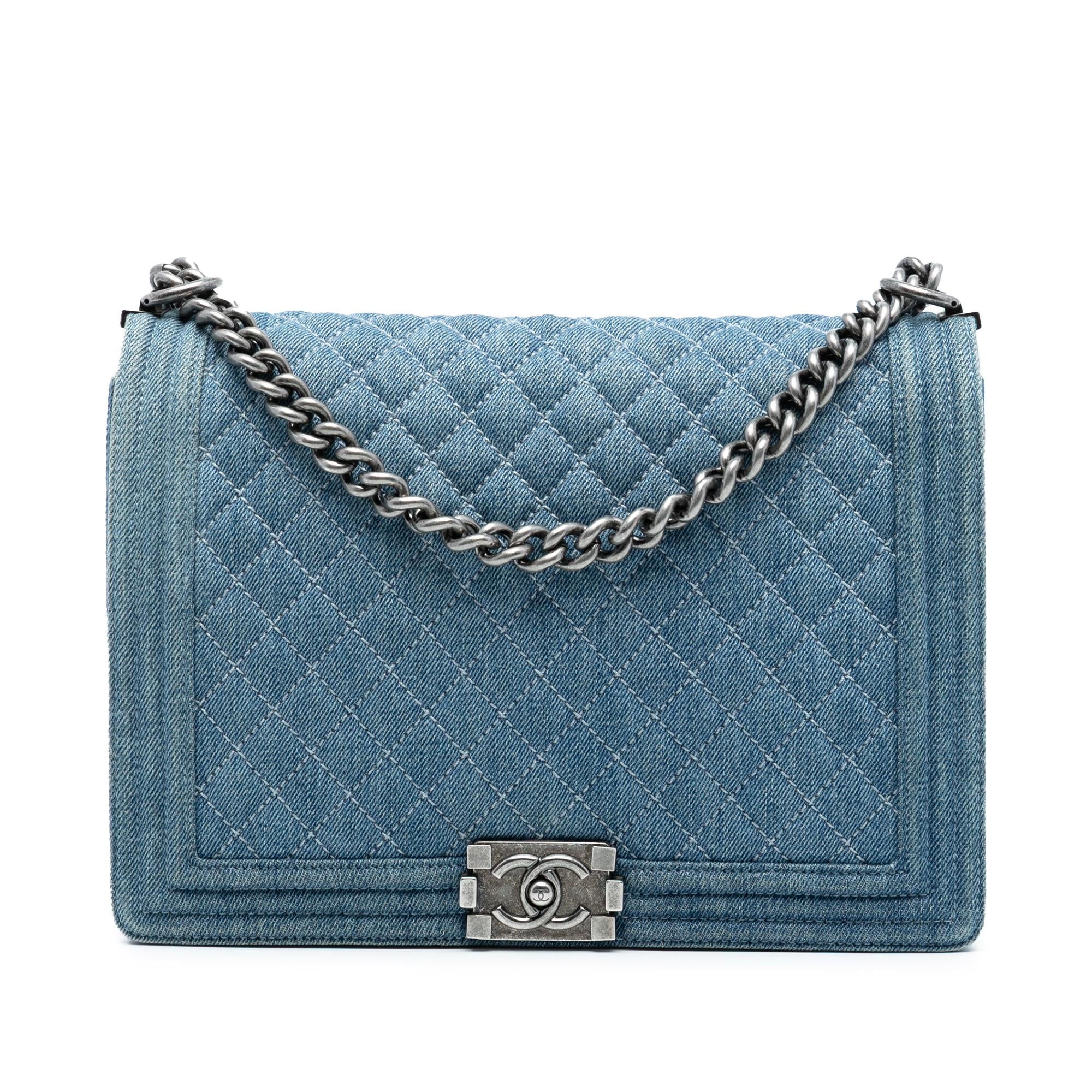 Chanel Large Quilted Denim Boy Flap