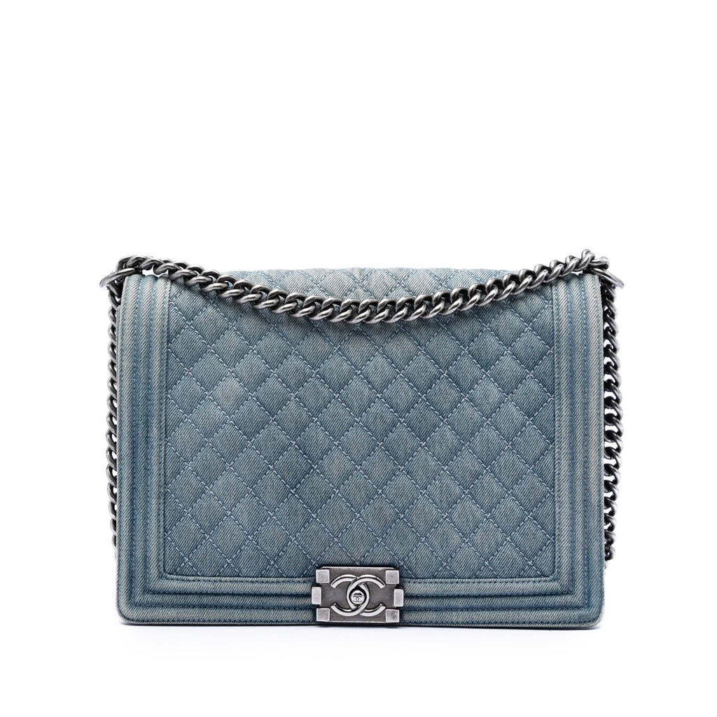 Chanel Large Quilted Denim Boy Flap