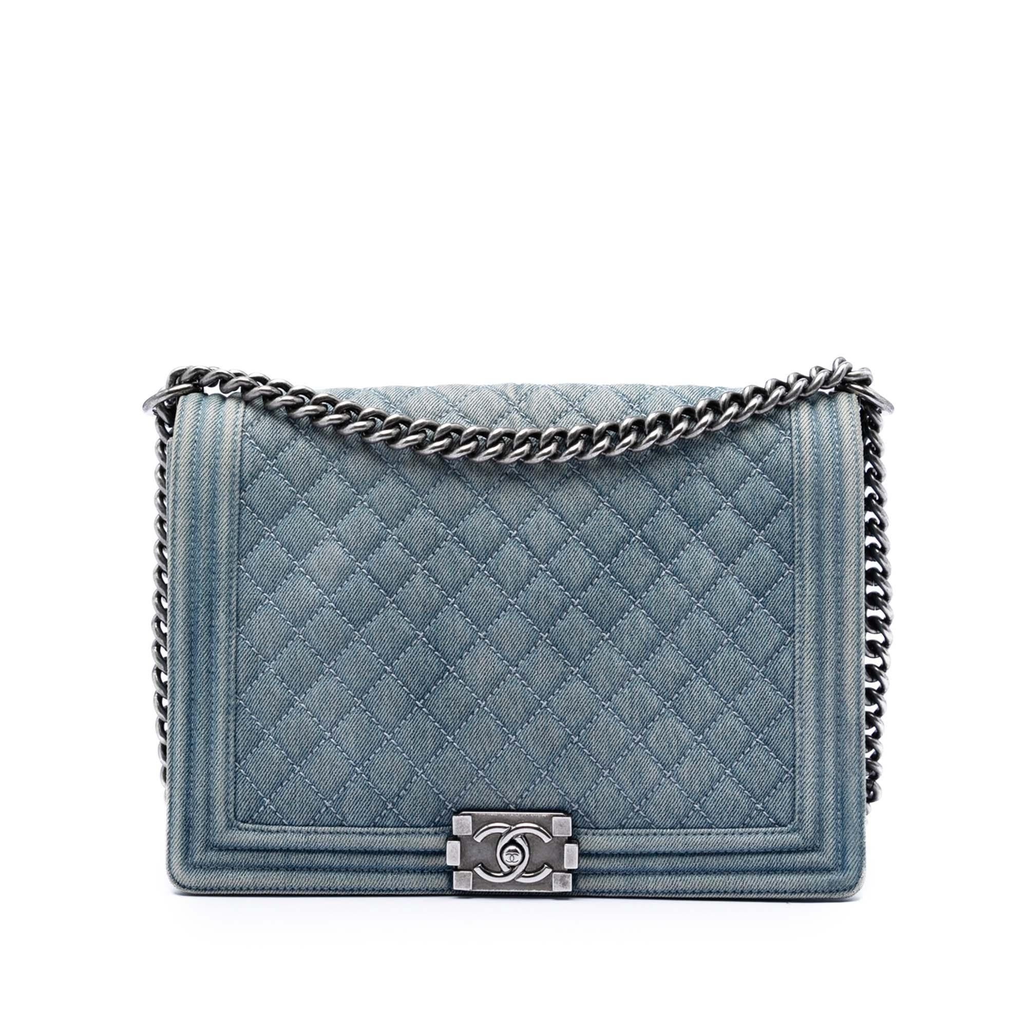 Chanel Large Quilted Denim Boy Flap