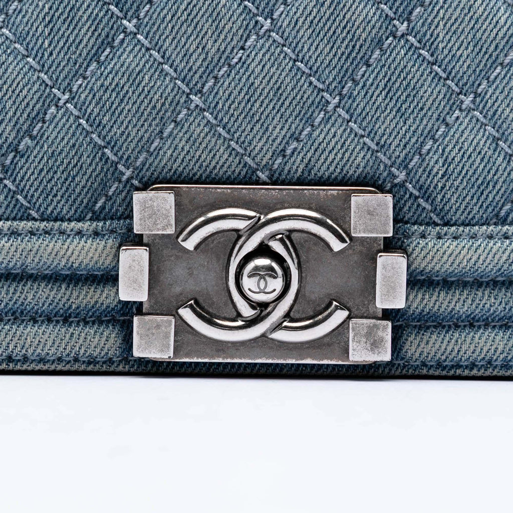 Chanel Large Quilted Denim Boy Flap