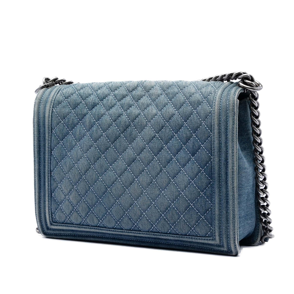 Chanel Large Quilted Denim Boy Flap