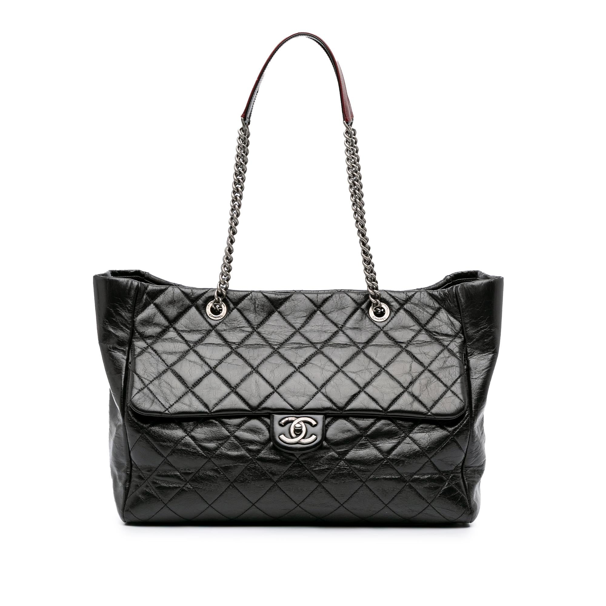 Chanel Large Quilted Glazed Calfskin Duo Color Tote