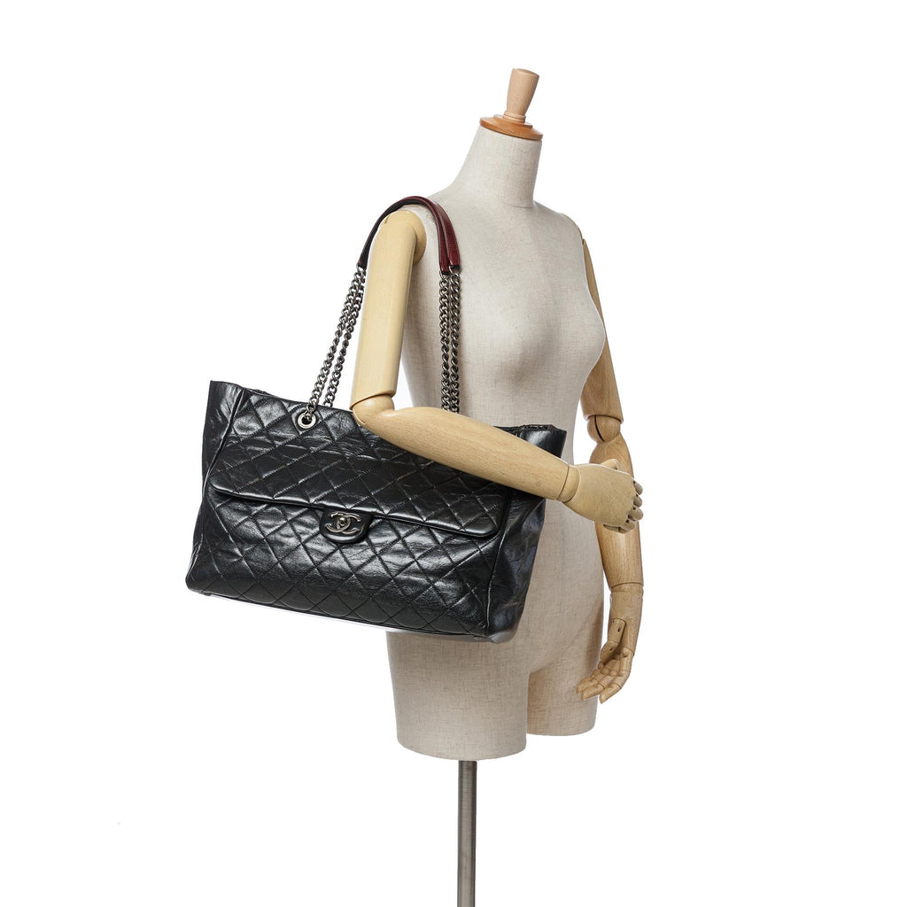 Chanel Large Quilted Glazed Calfskin Duo Color Tote