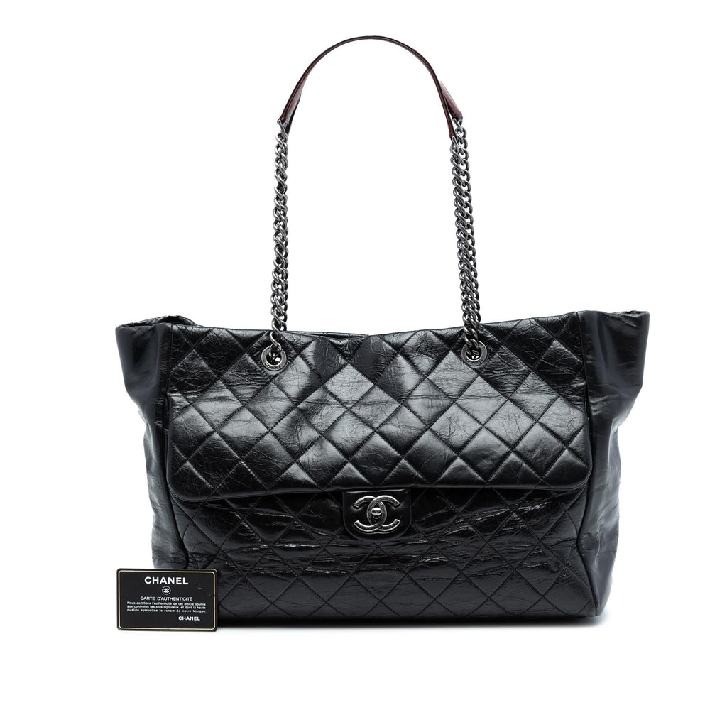 Chanel Large Quilted Glazed Calfskin Duo Color Tote