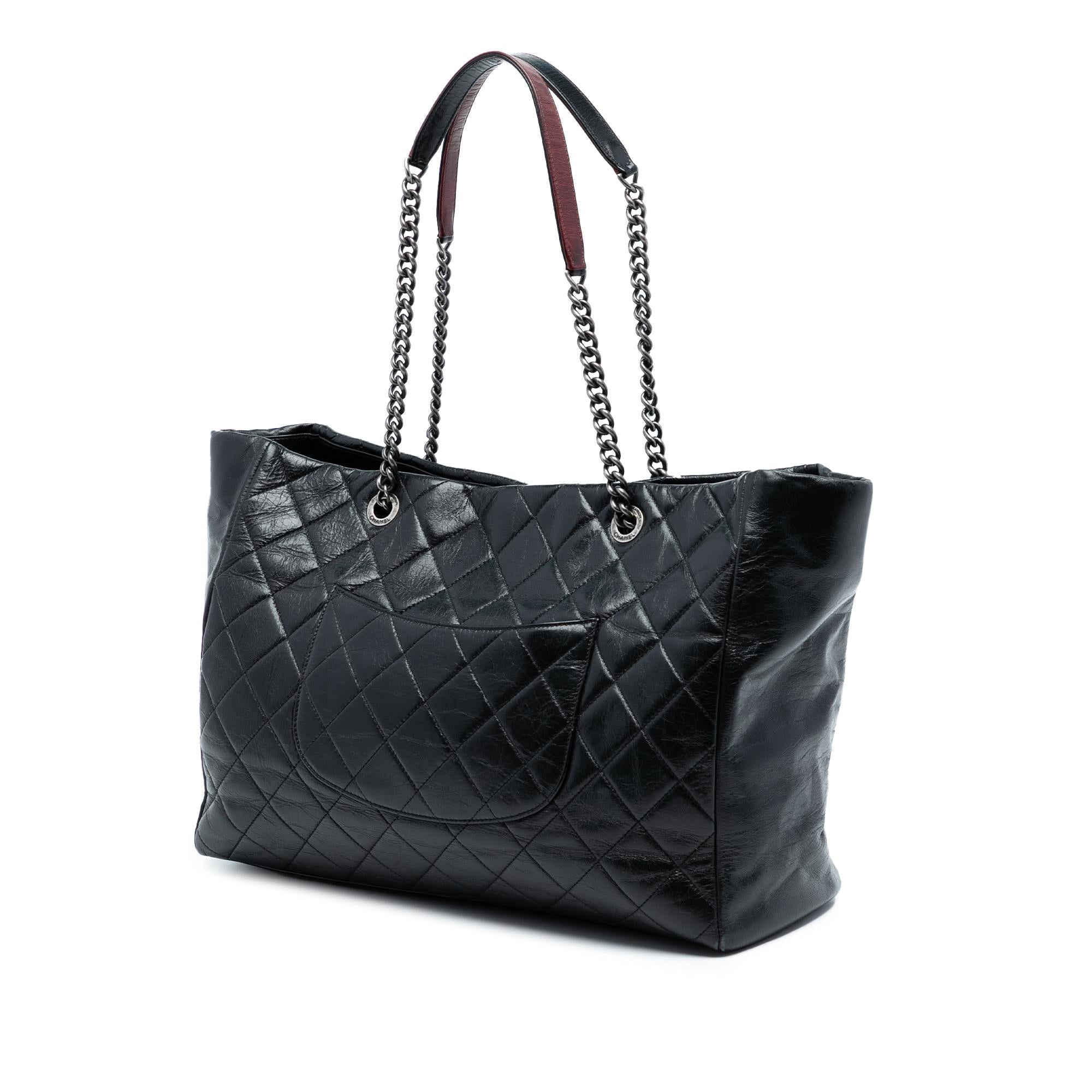 Chanel Large Quilted Glazed Calfskin Duo Color Tote
