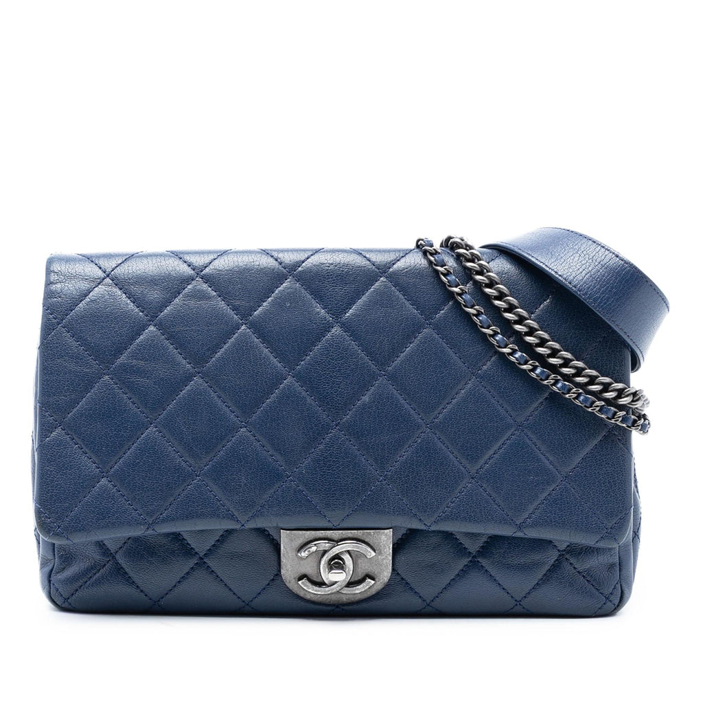 Chanel Large Quilted Goatskin Double Carry Waist Chain Flap