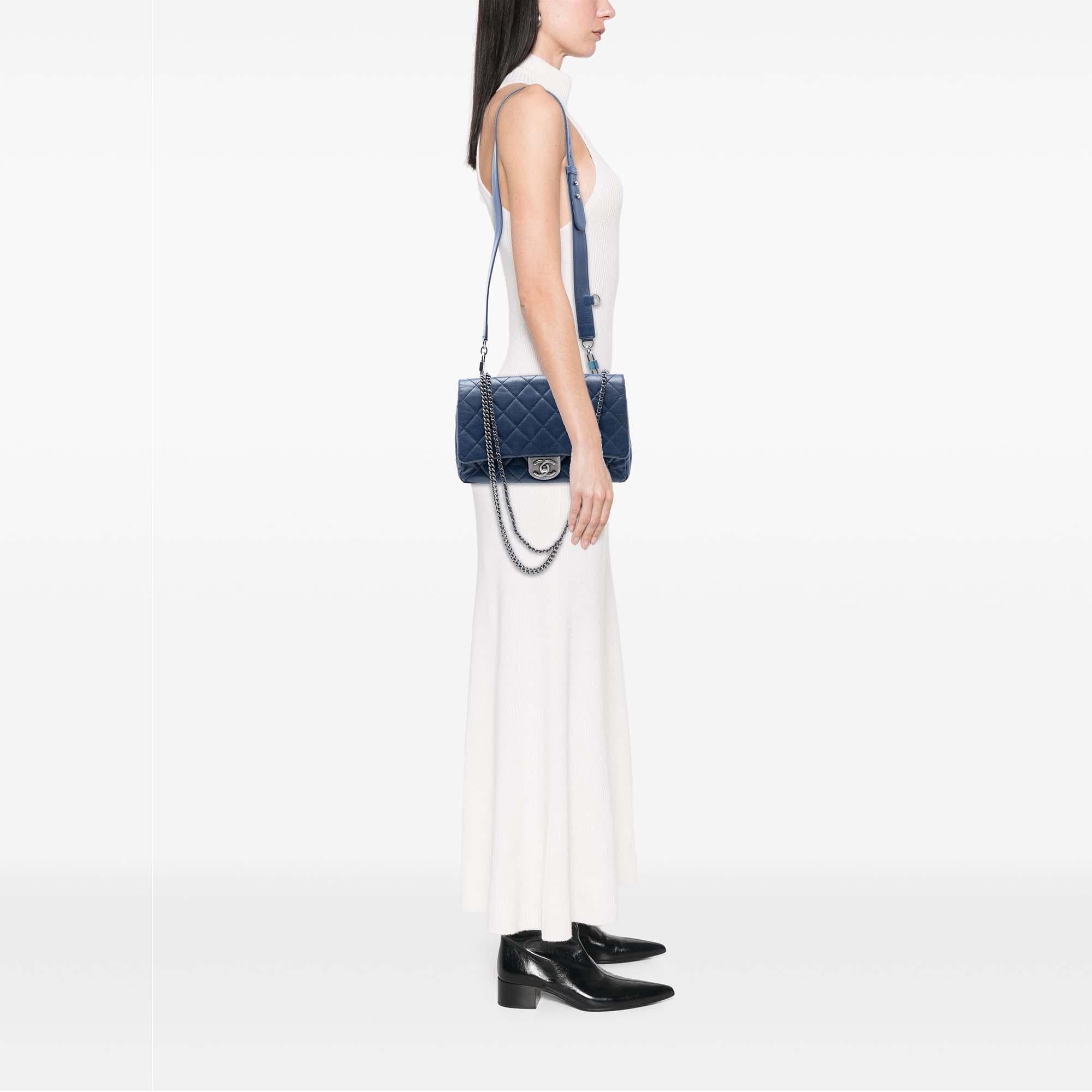 Chanel Large Quilted Goatskin Double Carry Waist Chain Flap
