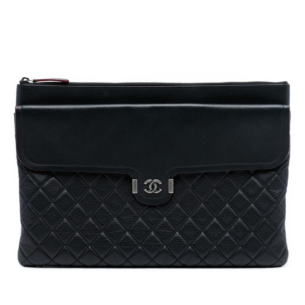Chanel Large Quilted Grained Calfskin Archi Chic Cosmetic Case