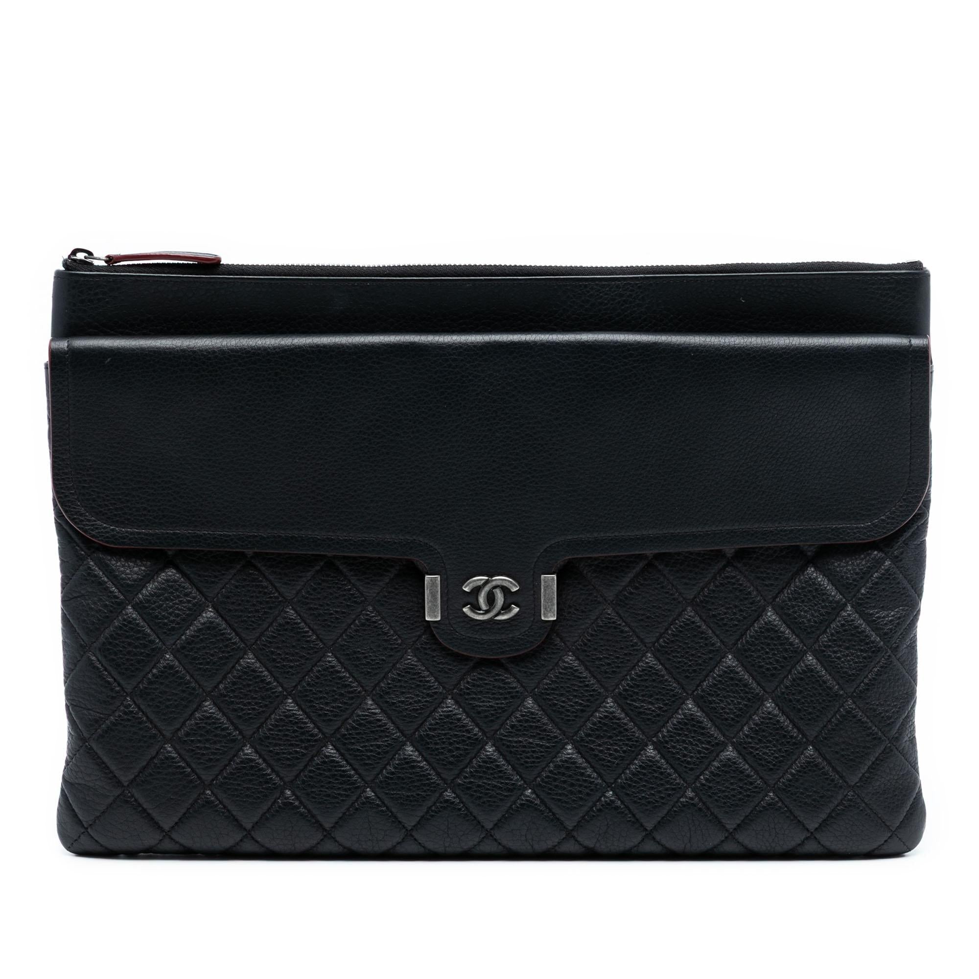 Chanel Large Quilted Grained Calfskin Archi Chic Cosmetic Case