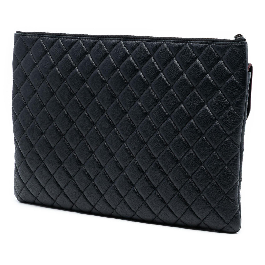 Chanel Large Quilted Grained Calfskin Archi Chic Cosmetic Case