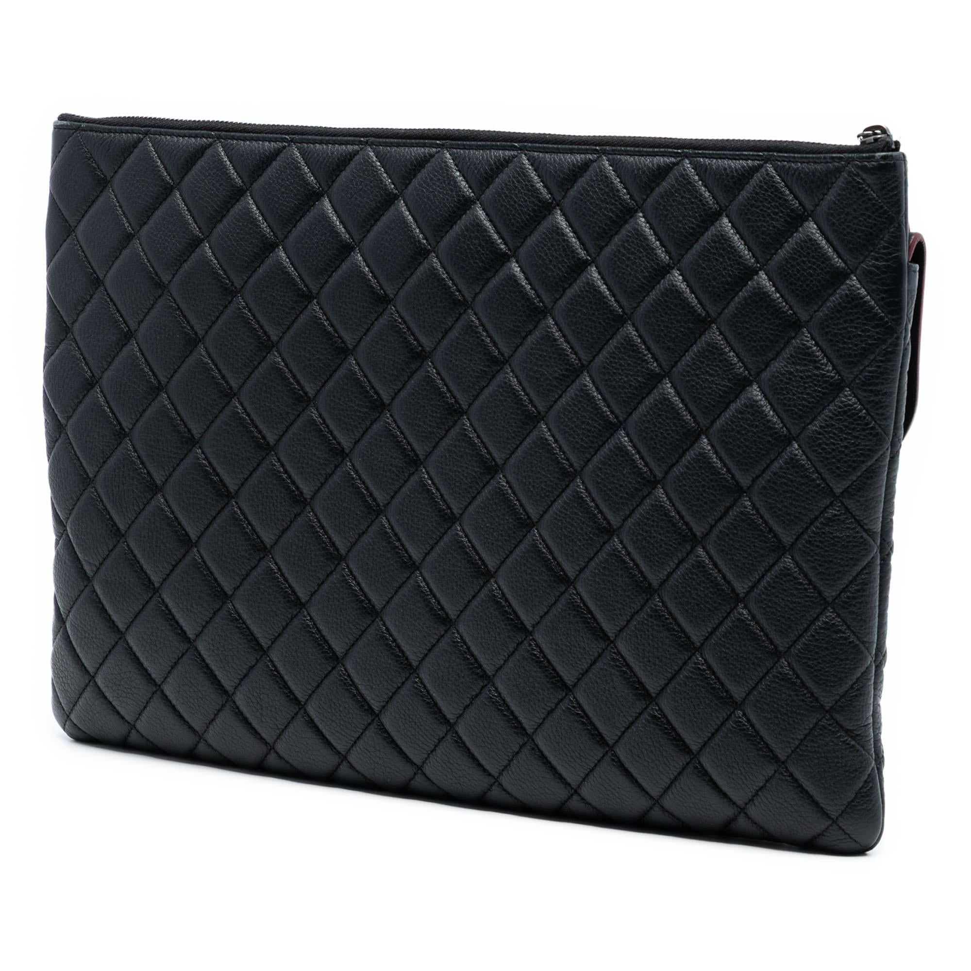 Chanel Large Quilted Grained Calfskin Archi Chic Cosmetic Case