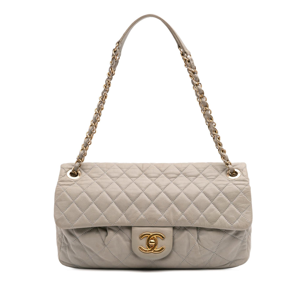 Chanel Large Quilted Iridescent Calfskin Coco Pleats Flap