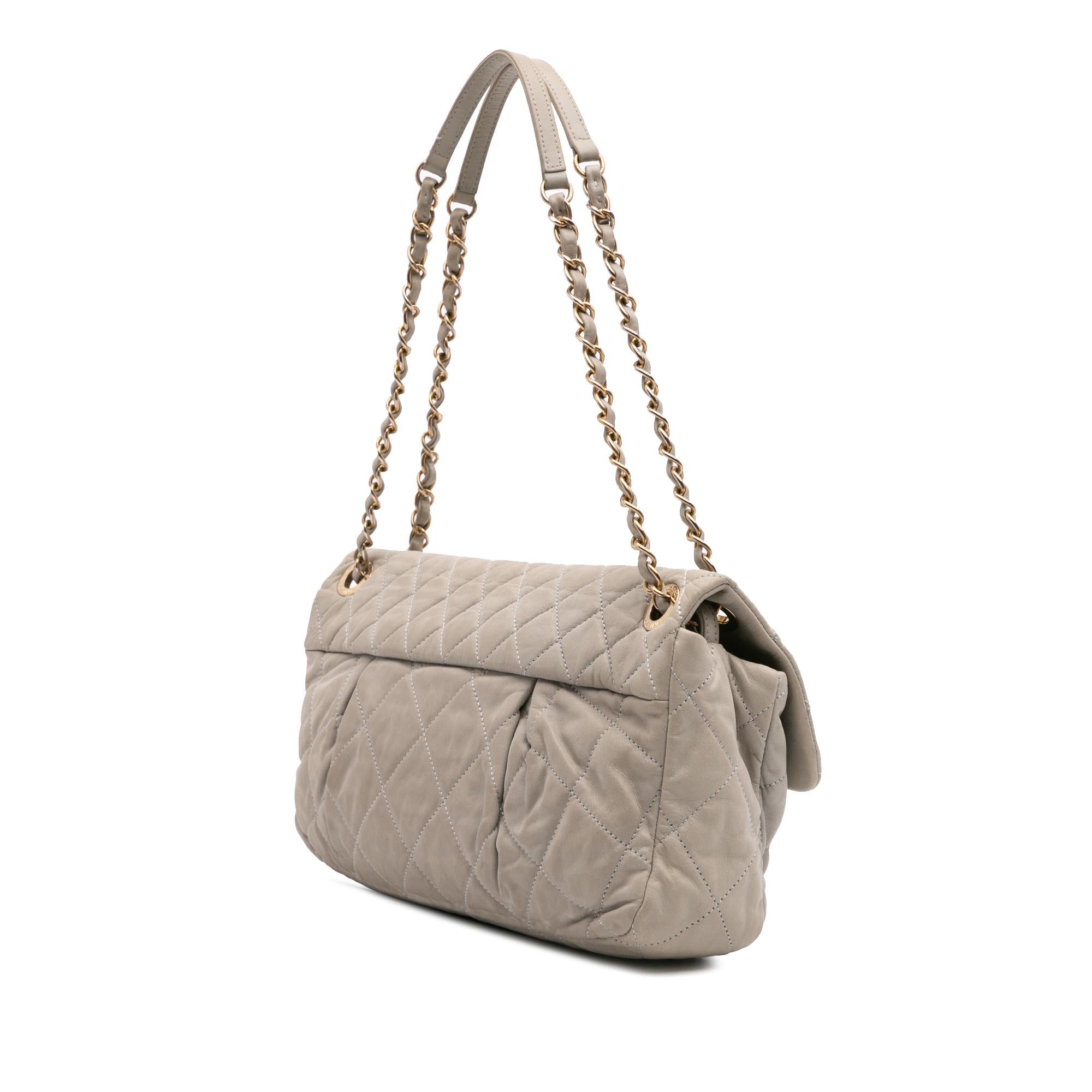 Chanel Large Quilted Iridescent Calfskin Coco Pleats Flap