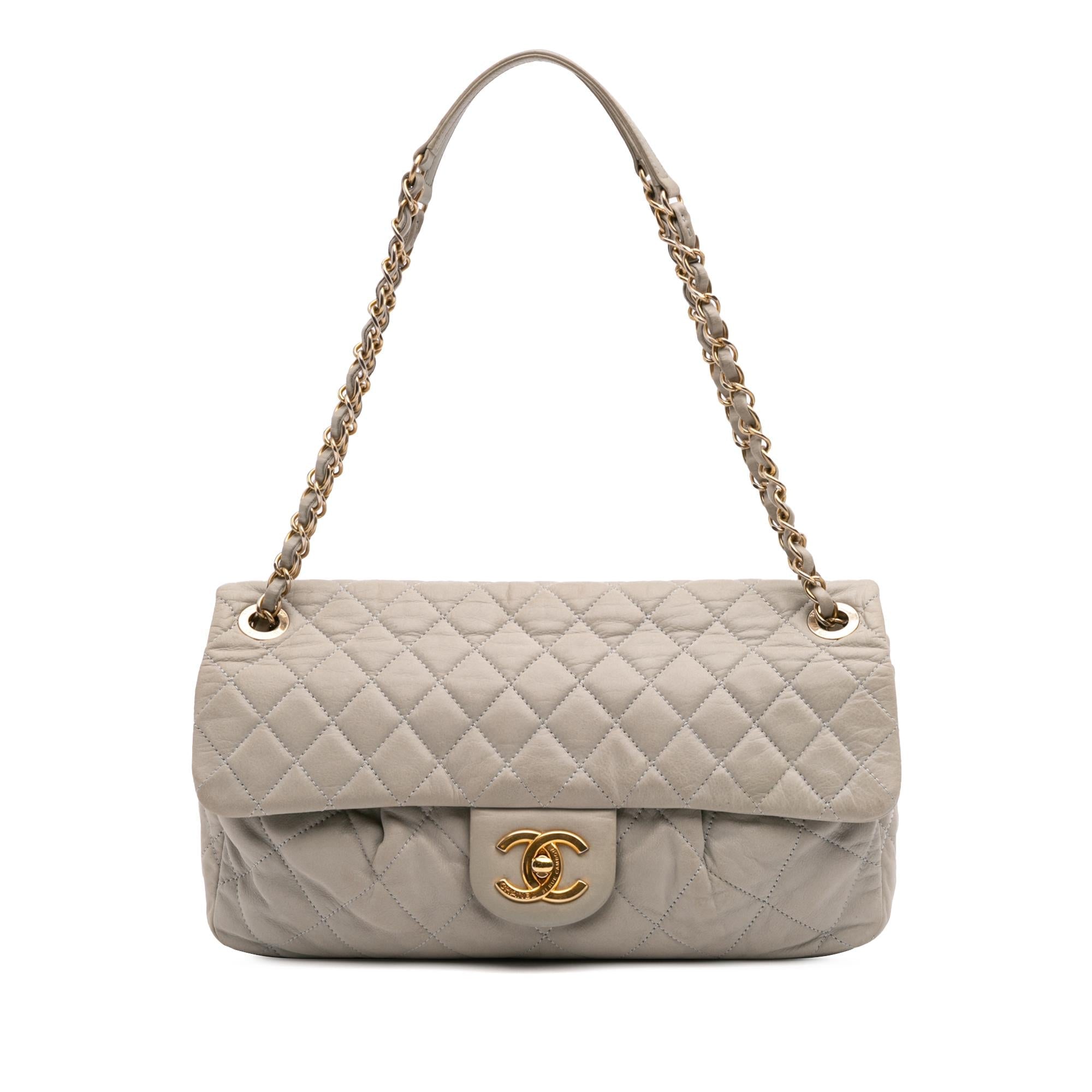 Chanel Large Quilted Iridescent Calfskin Coco Pleats Flap