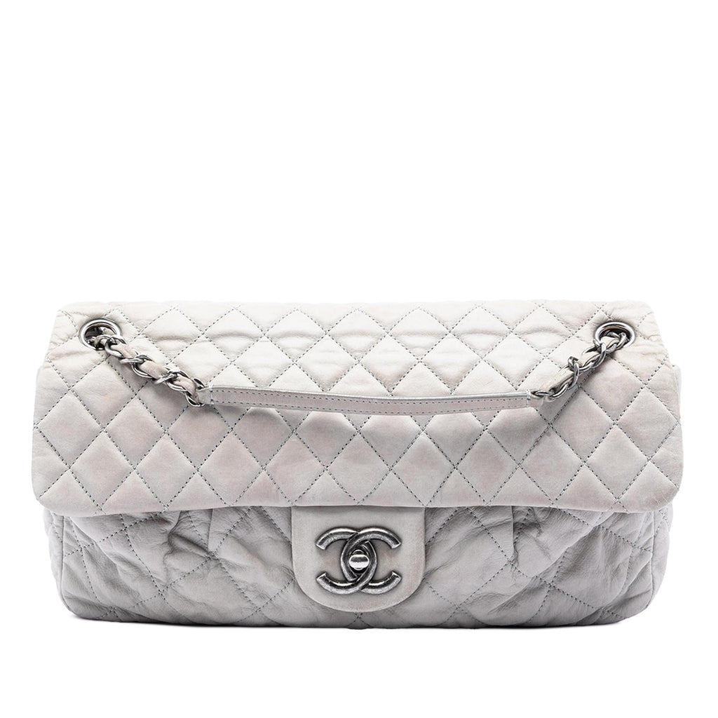 Chanel Large Quilted Iridescent Calfskin Coco Pleats Flap