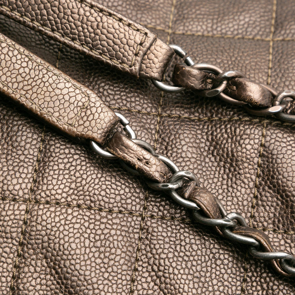 Chanel Large Quilted Iridescent Caviar Chic Tall Shopping Tote