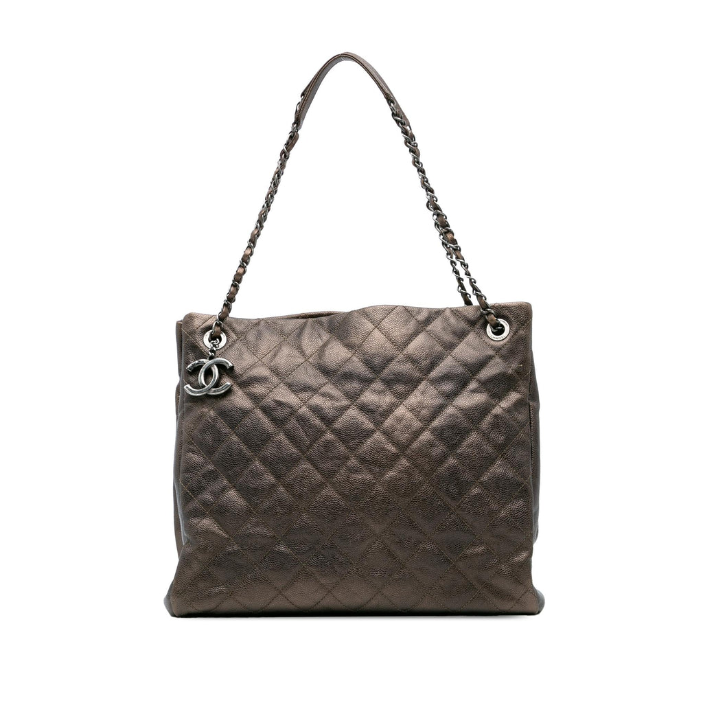 Chanel Large Quilted Iridescent Caviar Chic Tall Shopping Tote