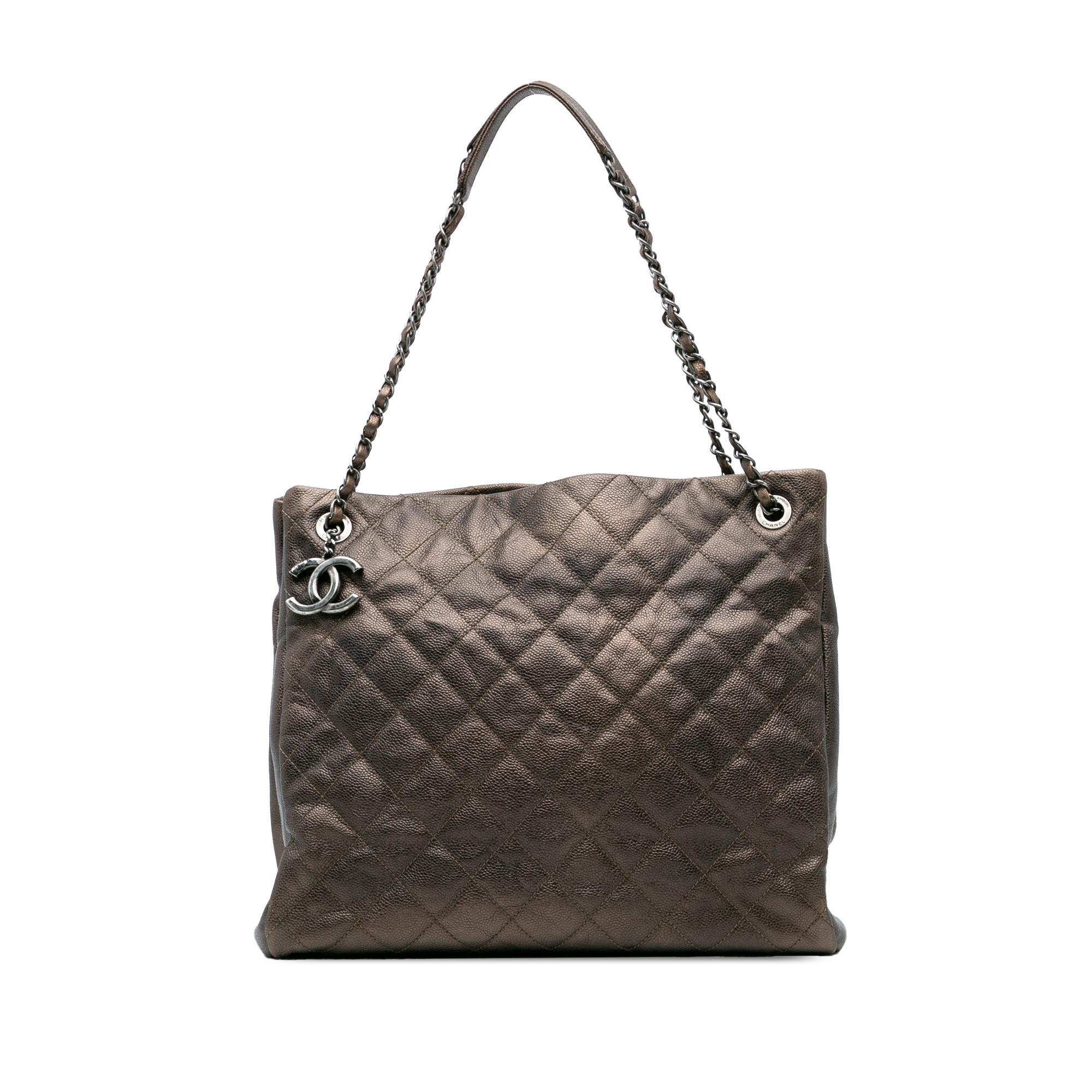 Chanel Large Quilted Iridescent Caviar Chic Tall Shopping Tote