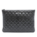 Chanel Large Quilted Iridescent Patent O Case Clutch