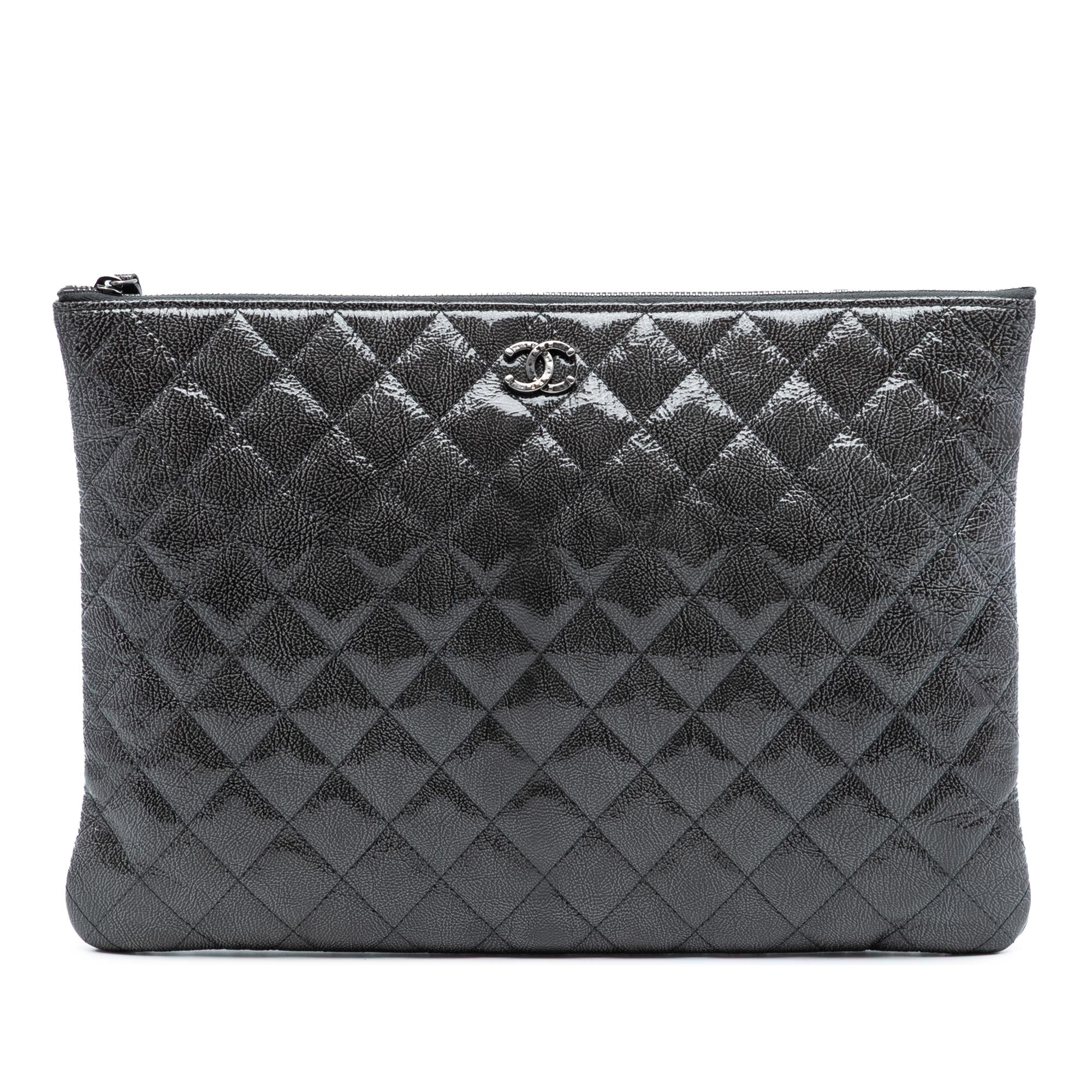 Chanel Large Quilted Iridescent Patent O Case Clutch