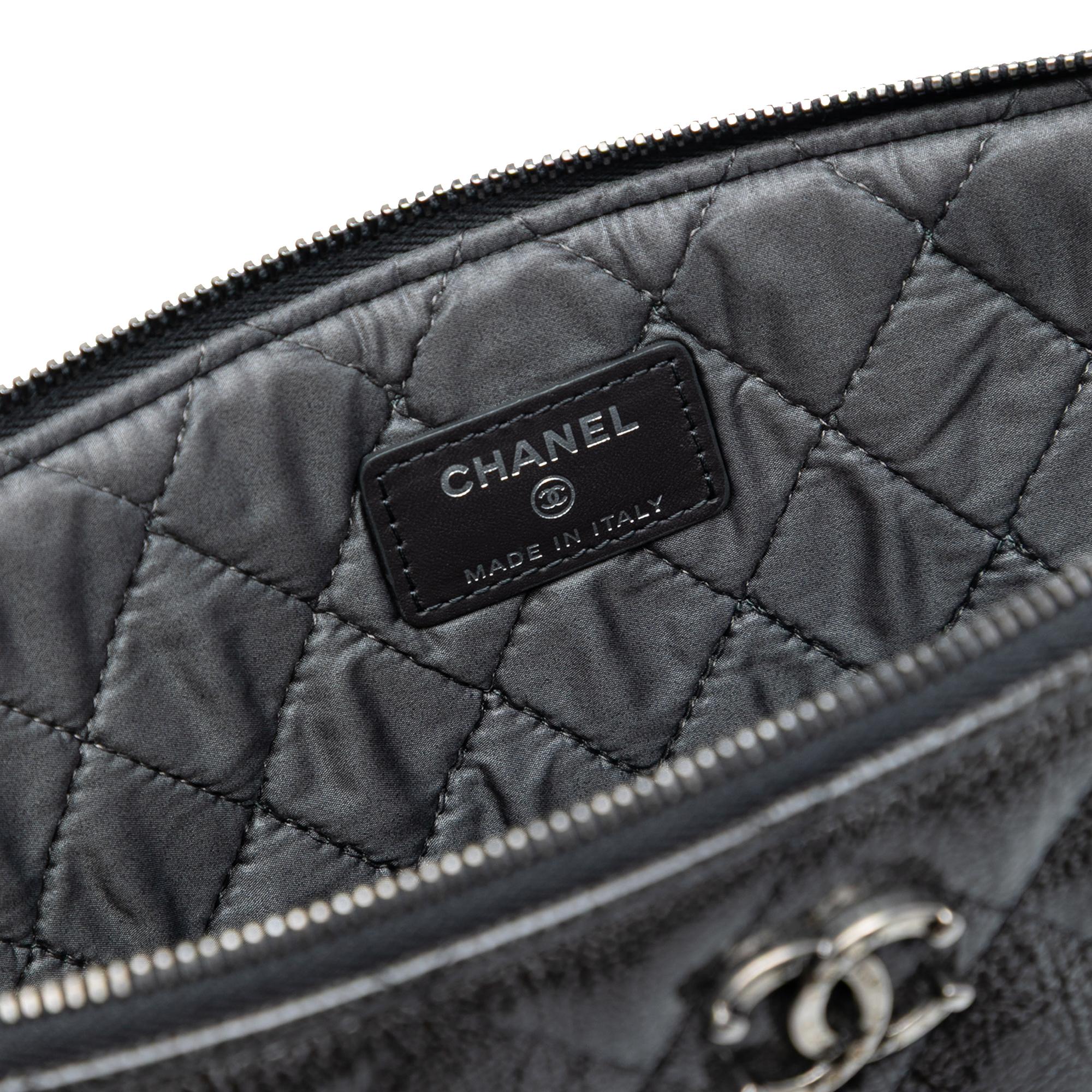 Chanel Large Quilted Iridescent Patent O Case Clutch