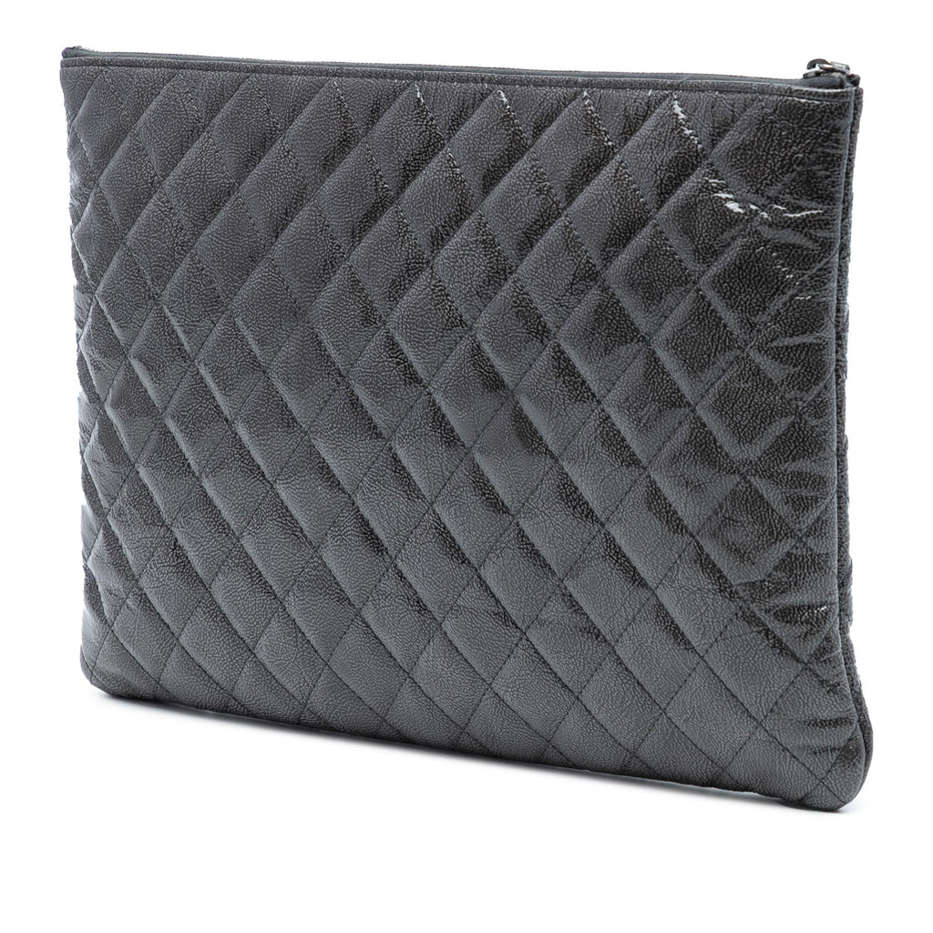 Chanel Large Quilted Iridescent Patent O Case Clutch