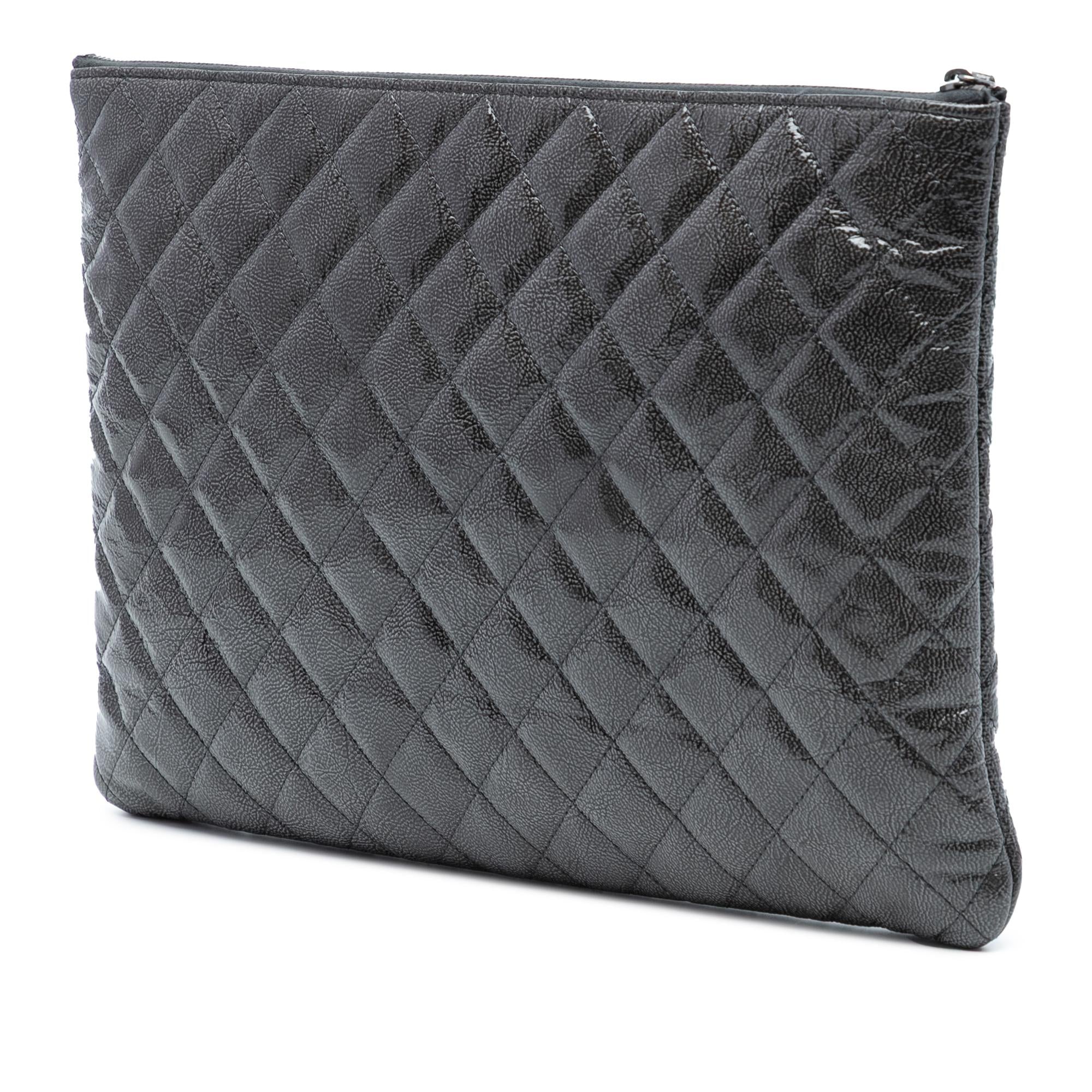 Chanel Large Quilted Iridescent Patent O Case Clutch