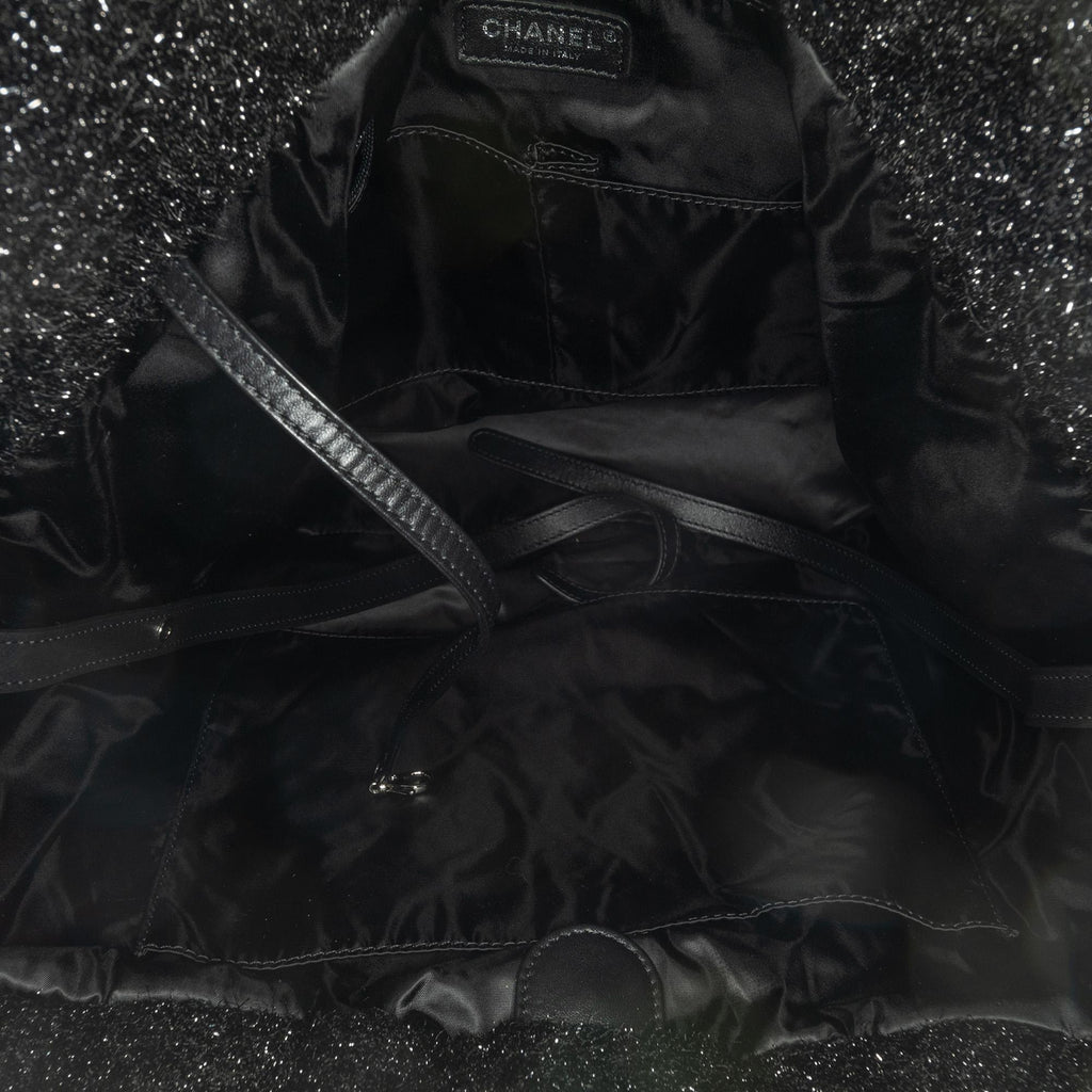 Chanel Large Quilted Knit Pluto Glitter Satchel
