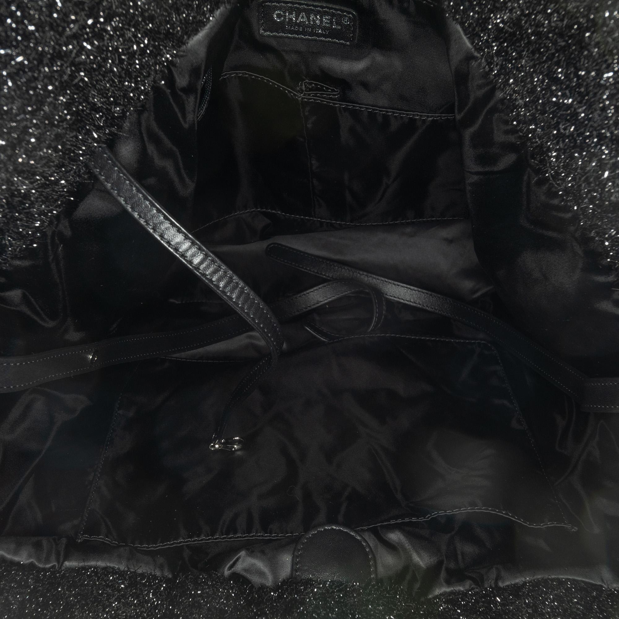 Chanel Large Quilted Knit Pluto Glitter Satchel