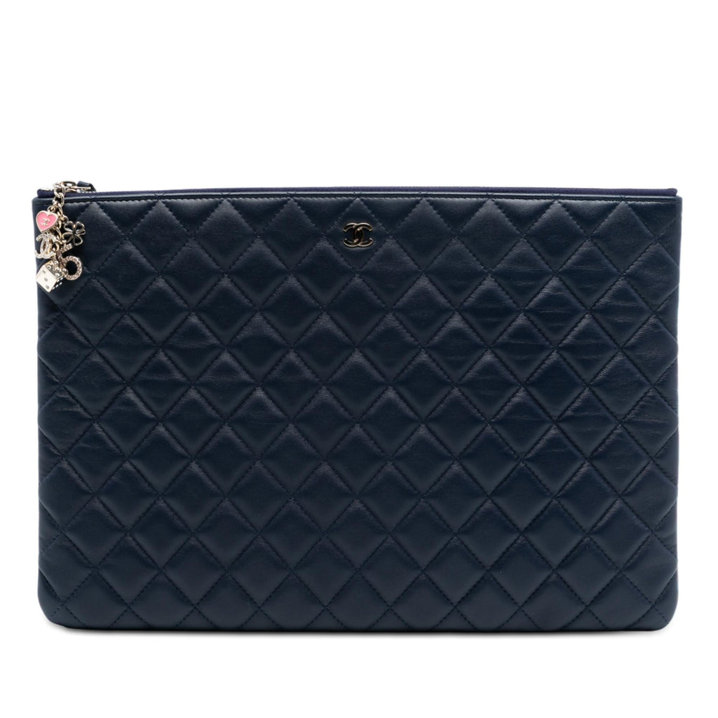 Chanel Large Quilted Lambskin Casino Charms O Case Clutch
