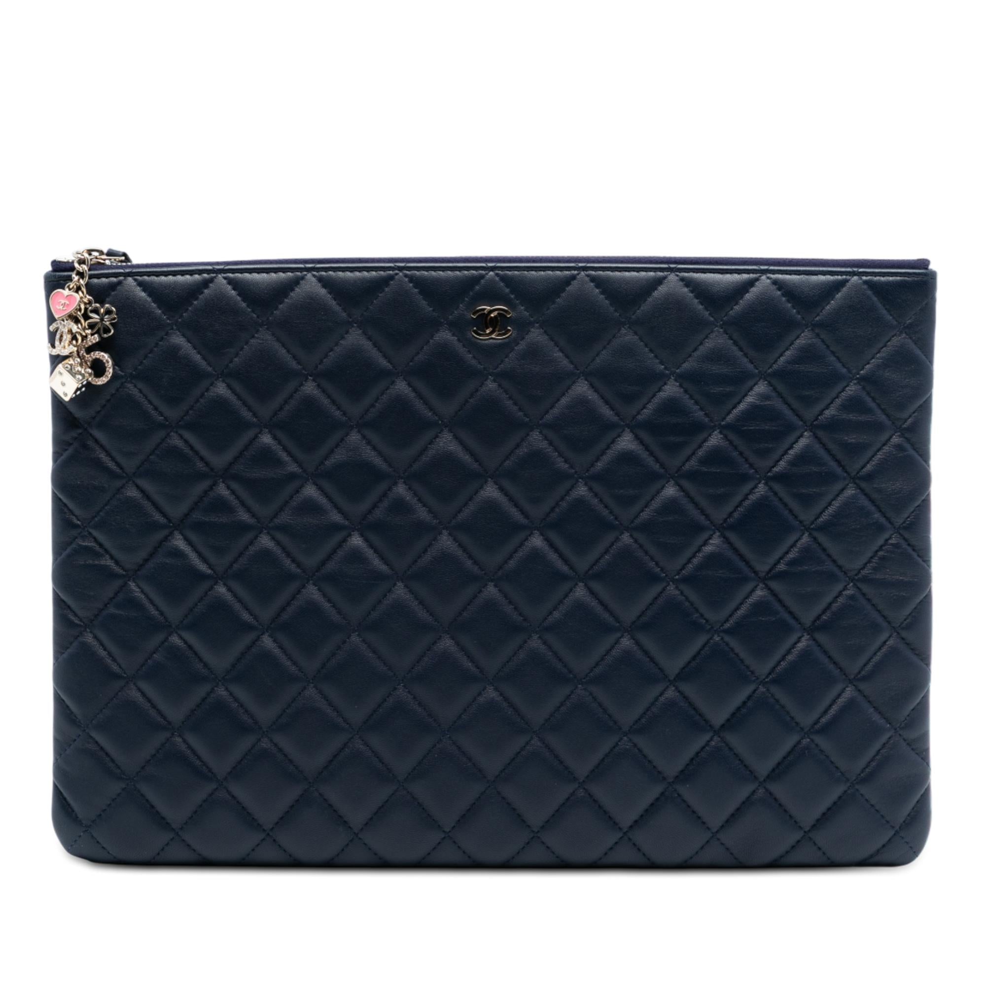 Chanel Large Quilted Lambskin Casino Charms O Case Clutch