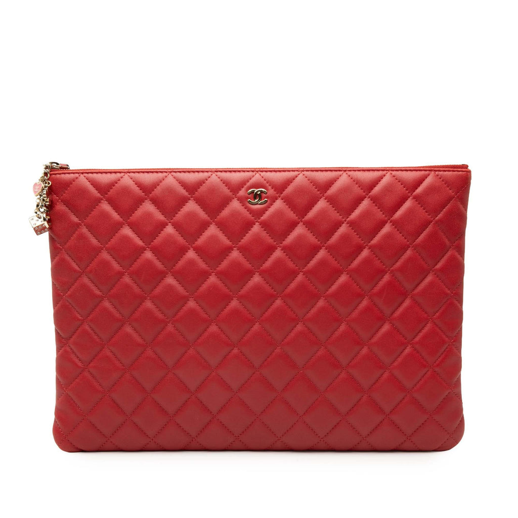 Chanel Large Quilted Lambskin Casino Charms O Case Clutch