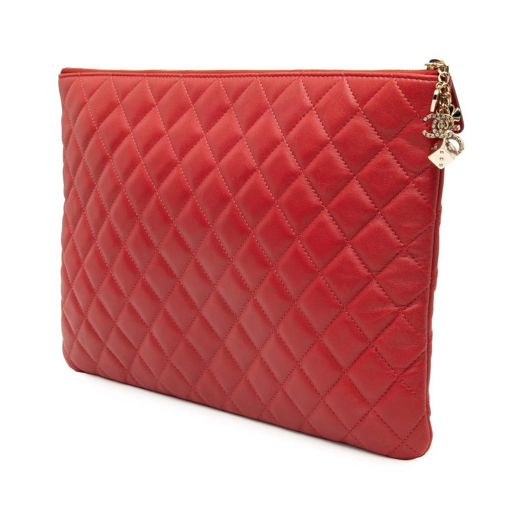 Chanel Large Quilted Lambskin Casino Charms O Case Clutch