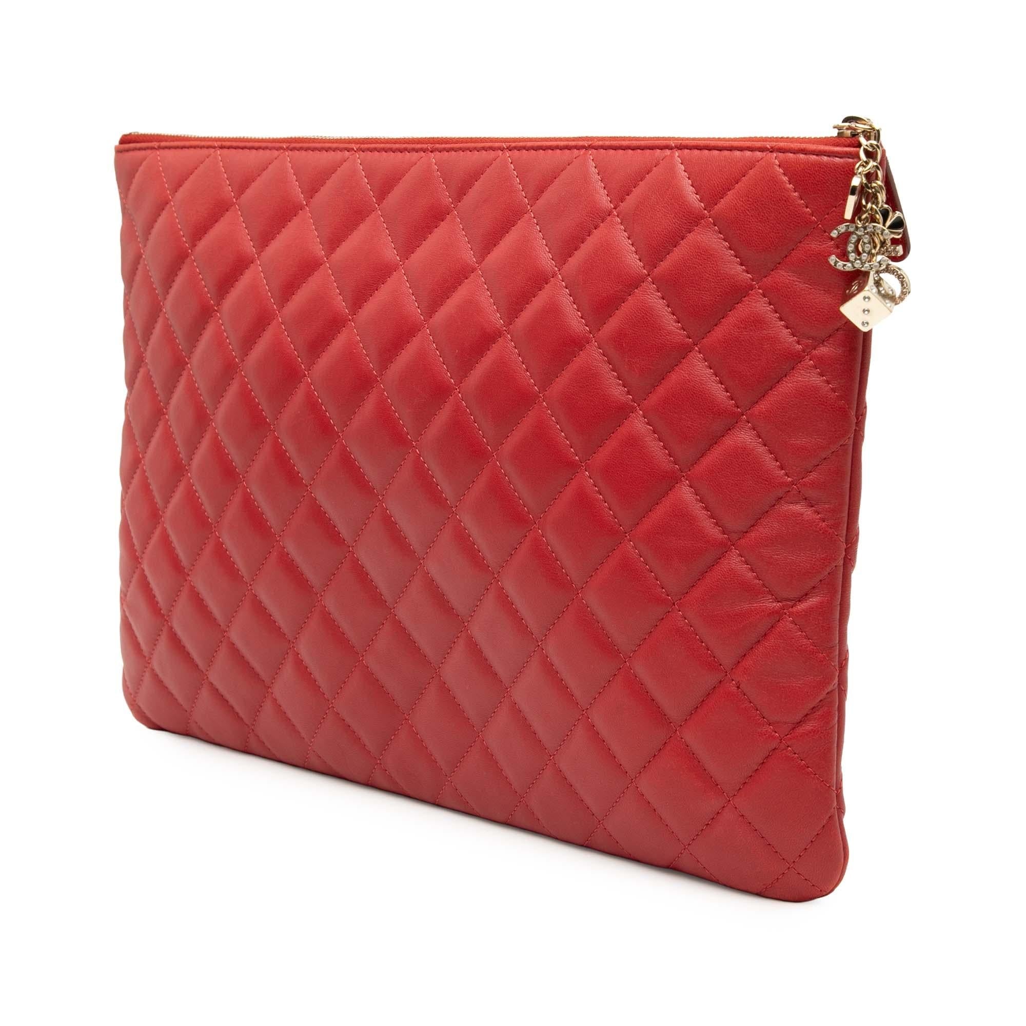 Chanel Large Quilted Lambskin Casino Charms O Case Clutch