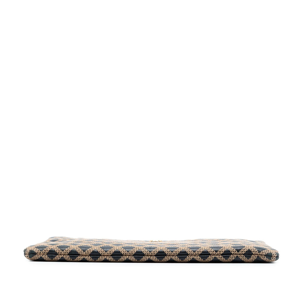 Chanel Large Quilted Lambskin Cross Stitch O Case Clutch
