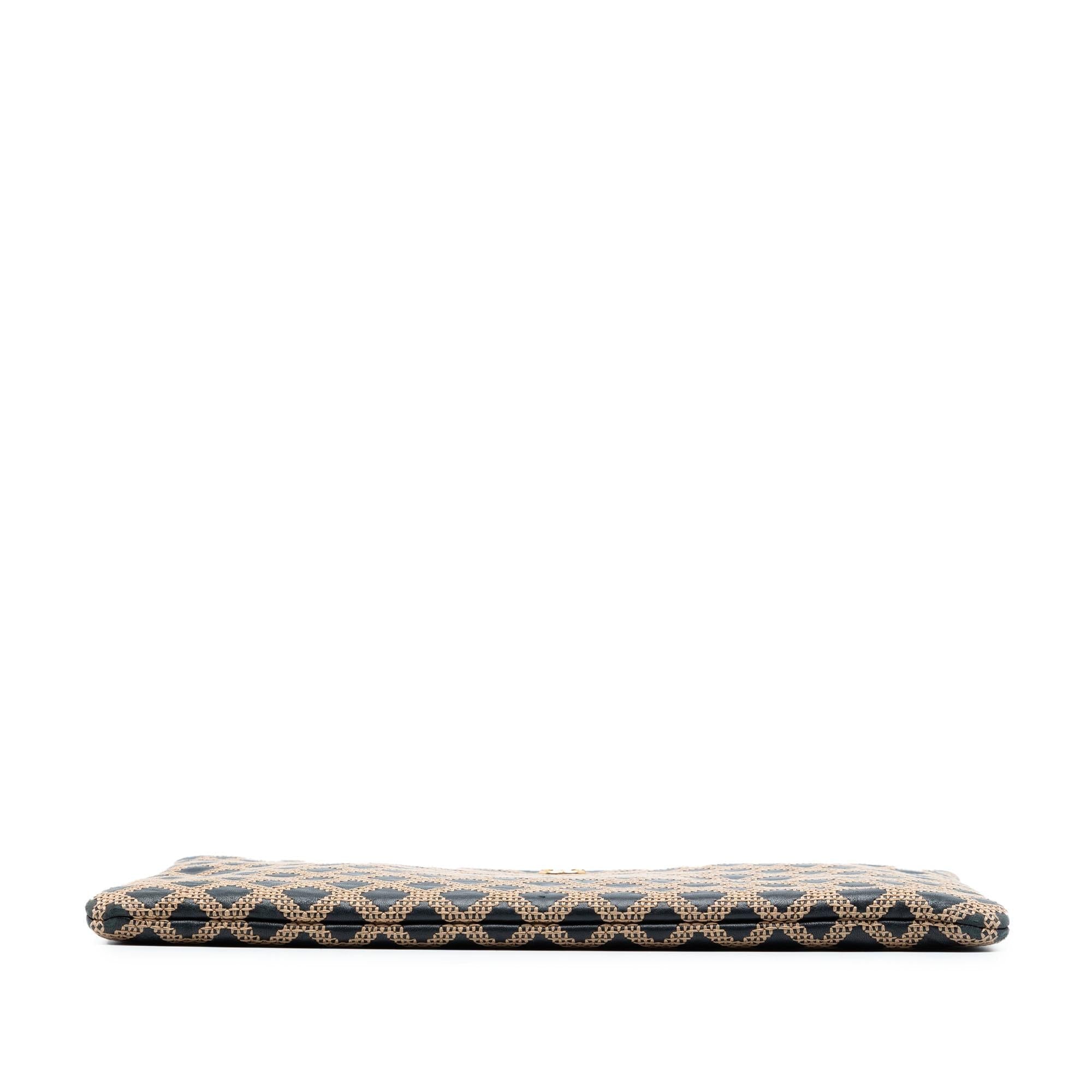 Chanel Large Quilted Lambskin Cross Stitch O Case Clutch