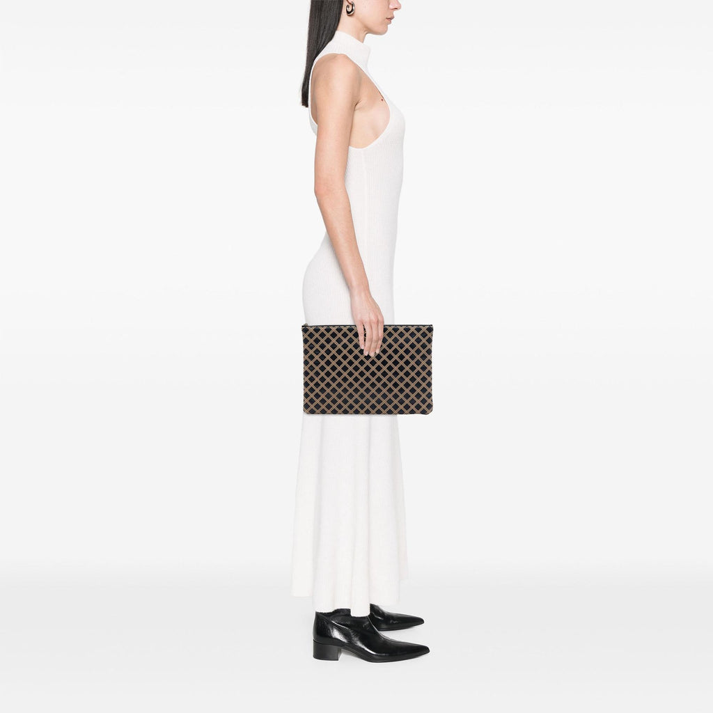 Chanel Large Quilted Lambskin Cross Stitch O Case Clutch