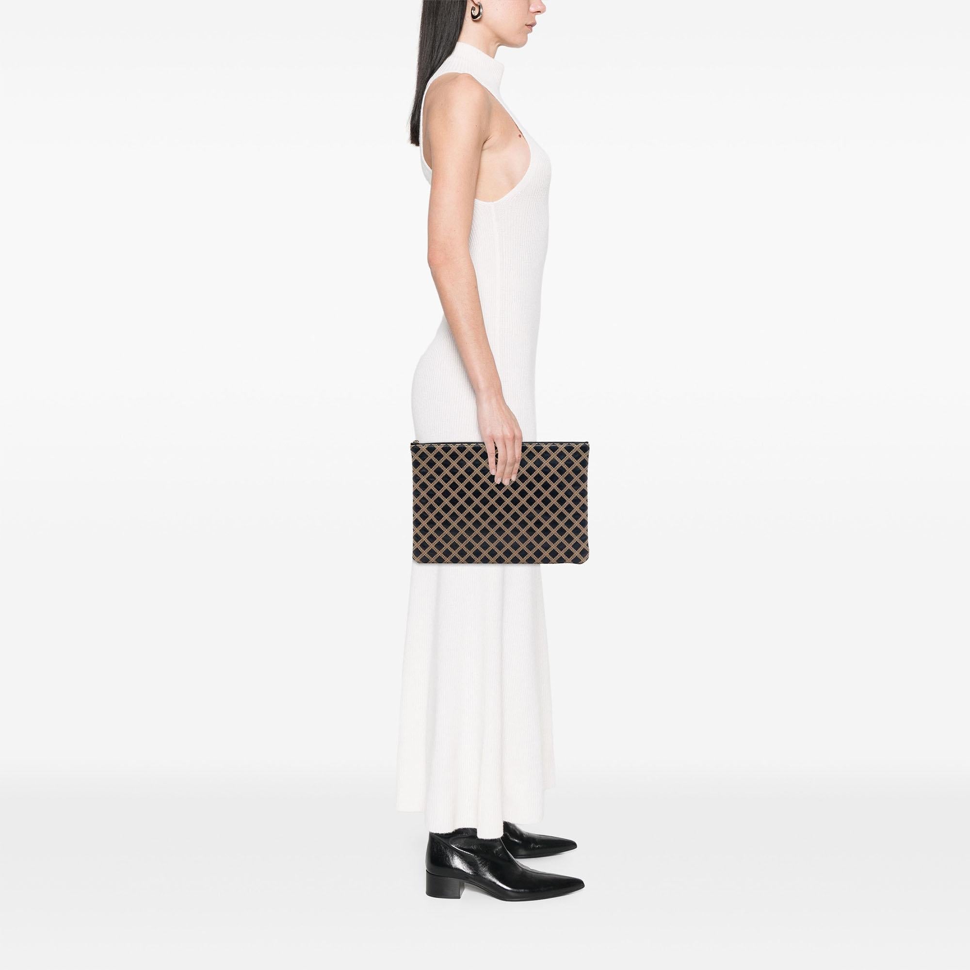 Chanel Large Quilted Lambskin Cross Stitch O Case Clutch
