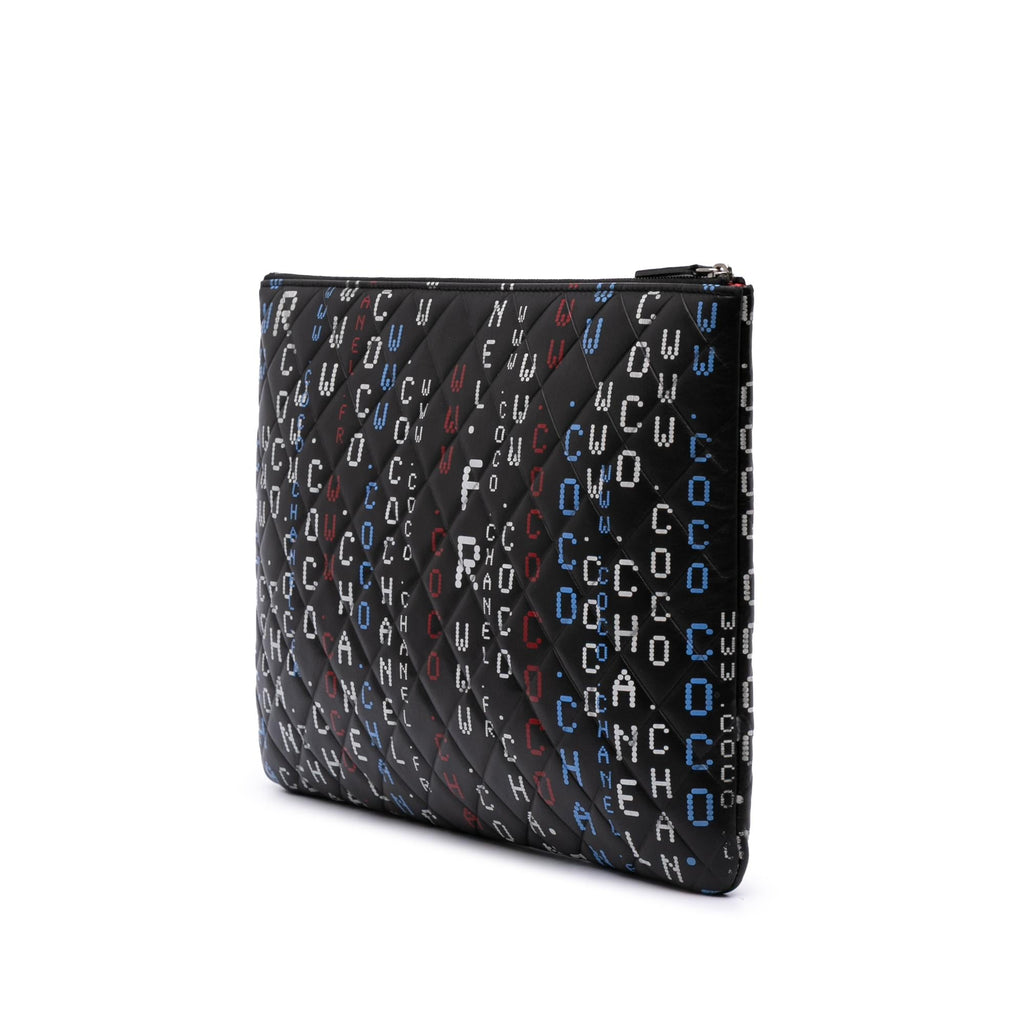 Chanel Large Quilted Lambskin Data Center O Case Clutch