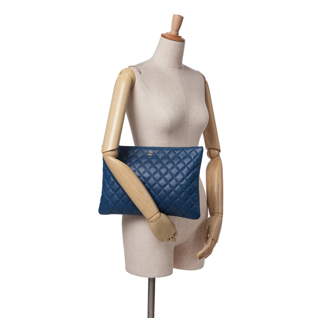 Chanel Large Quilted Lambskin O Case Clutch