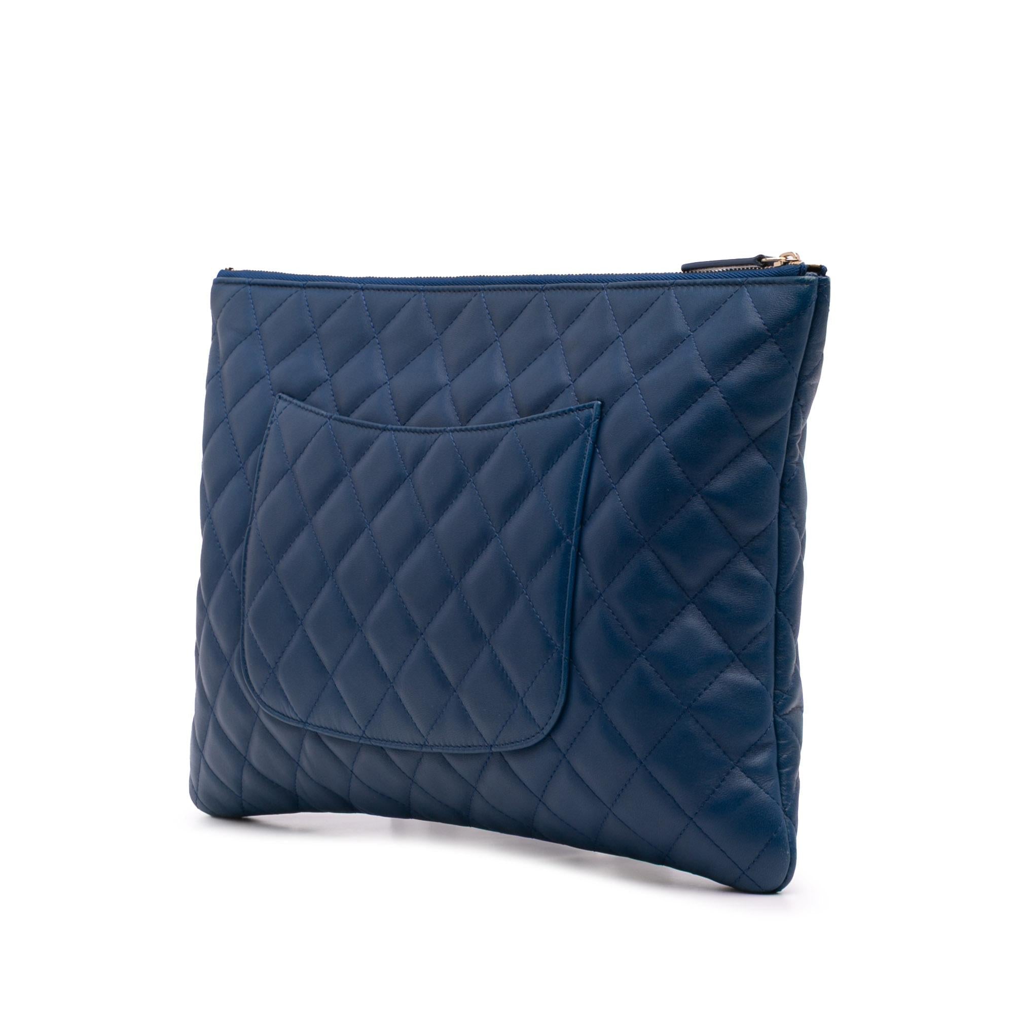 Chanel Large Quilted Lambskin O Case Clutch