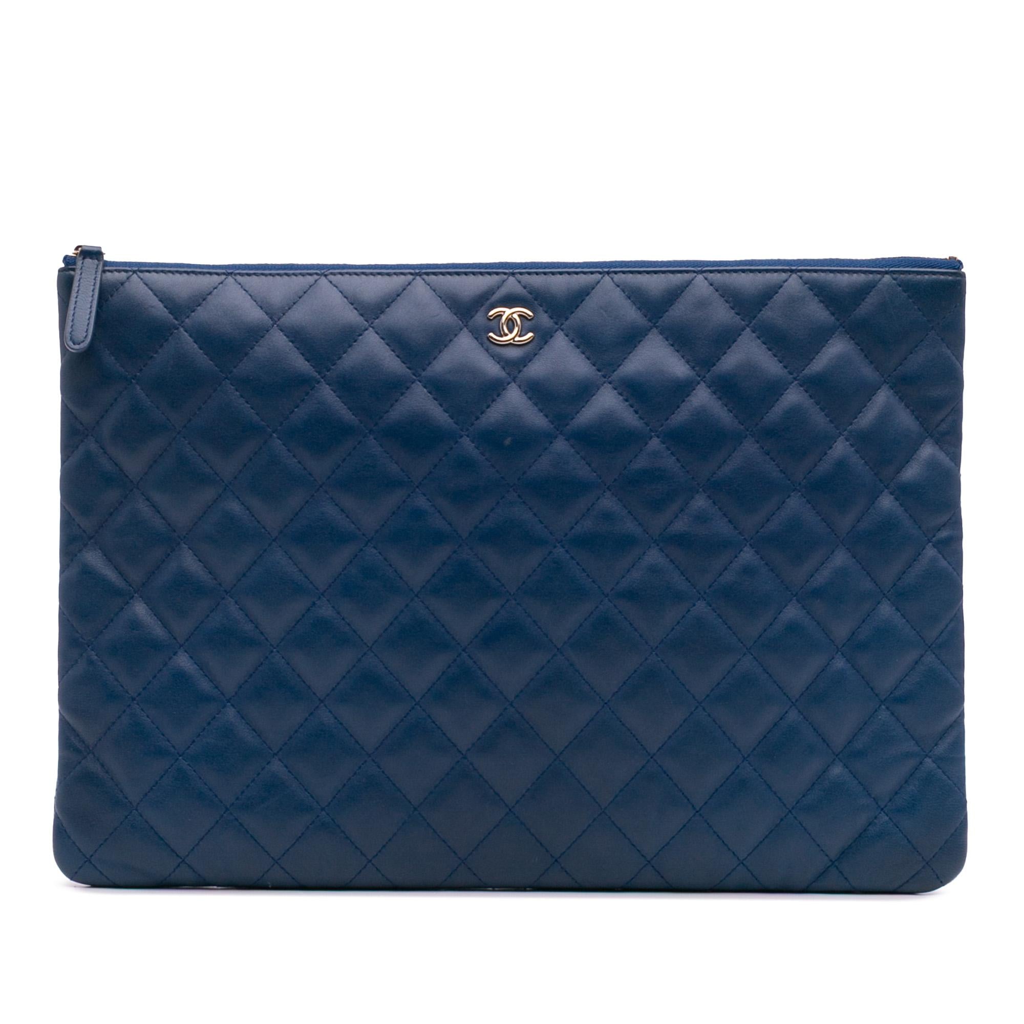 Chanel Large Quilted Lambskin O Case Clutch
