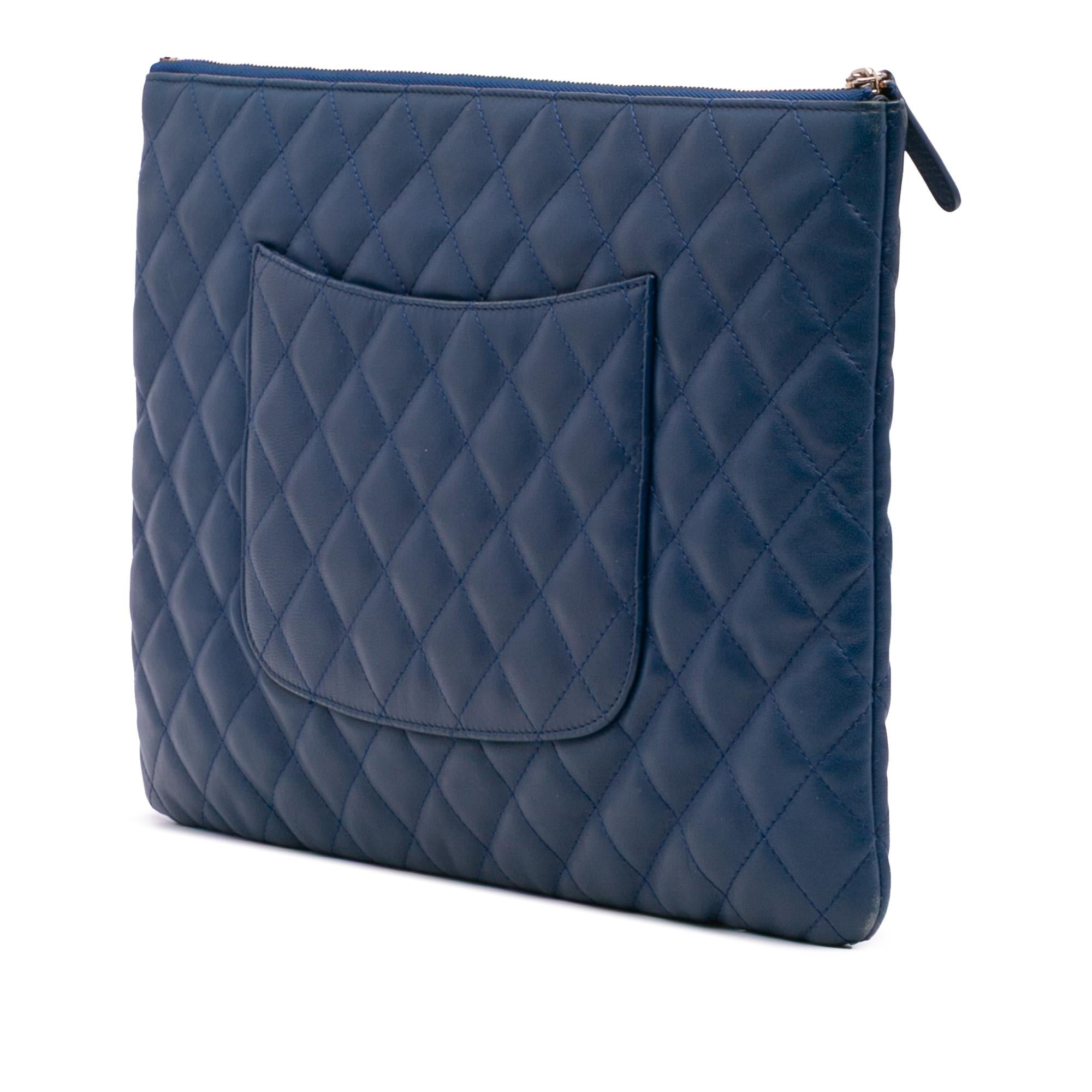 Chanel Large Quilted Lambskin O Case Clutch