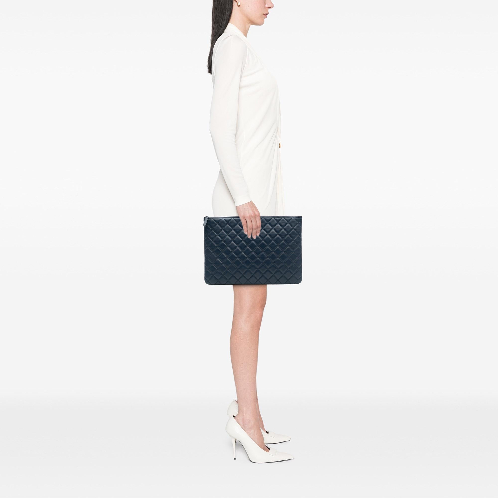 Chanel Large Quilted Lambskin O Case Clutch