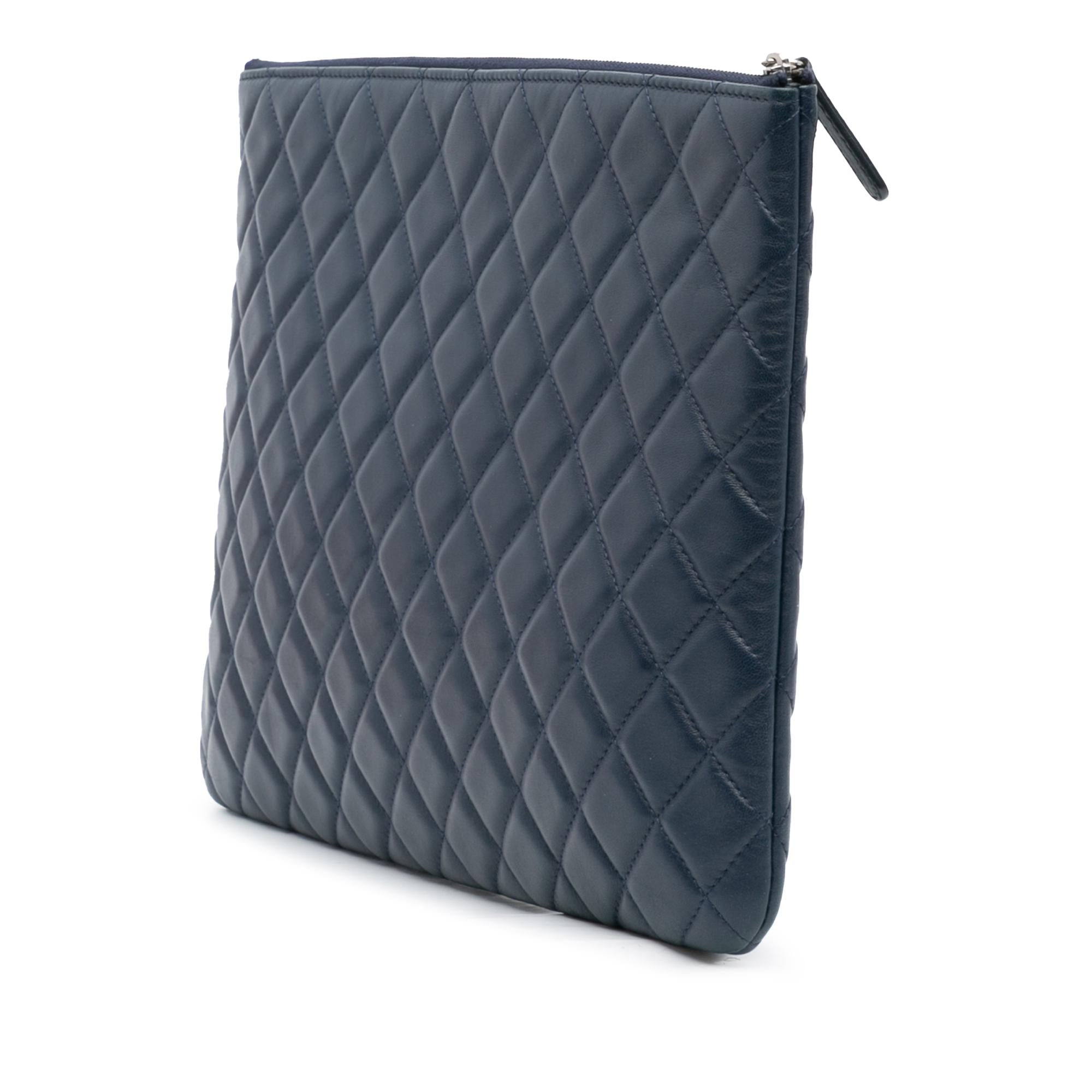 Chanel Large Quilted Lambskin O Case Clutch
